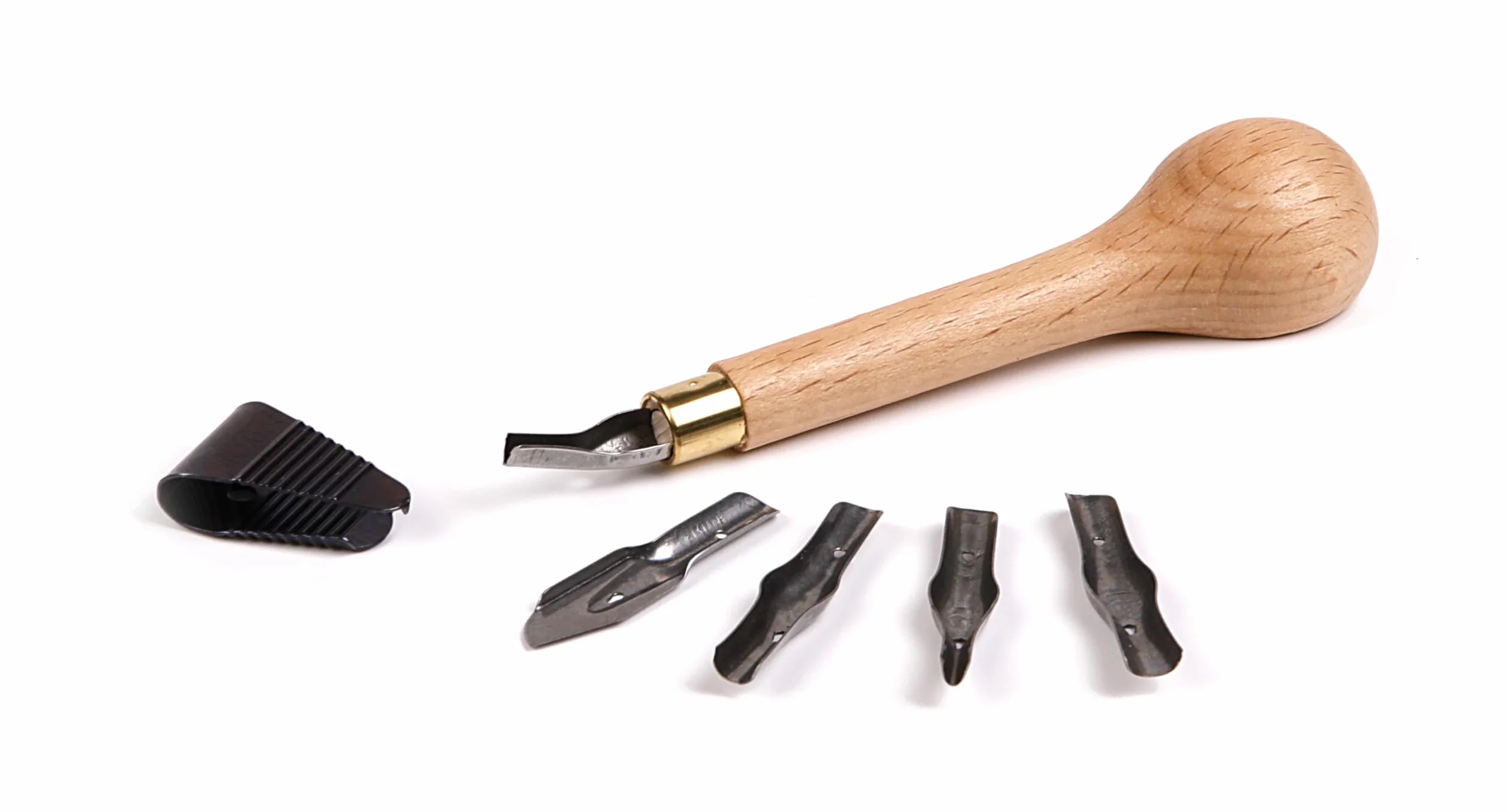 Brause 891B - Kit di apprendimento della linoleografia che comprende un manico in legno, 5 sgorbie e un estrattore