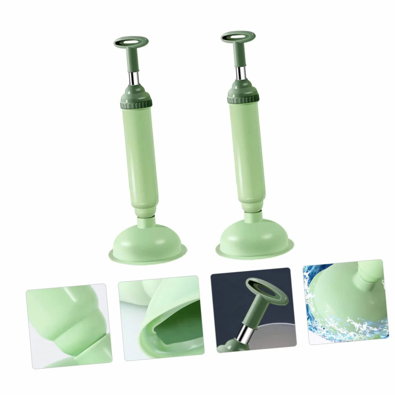 Ciieeo Stura Water a Pressione 2 Pezzi, Pompa Stura WC in PVC e Acciaio Inox, per Bagno e Cucina, Rimuove Blocchi Maggiore Pressione