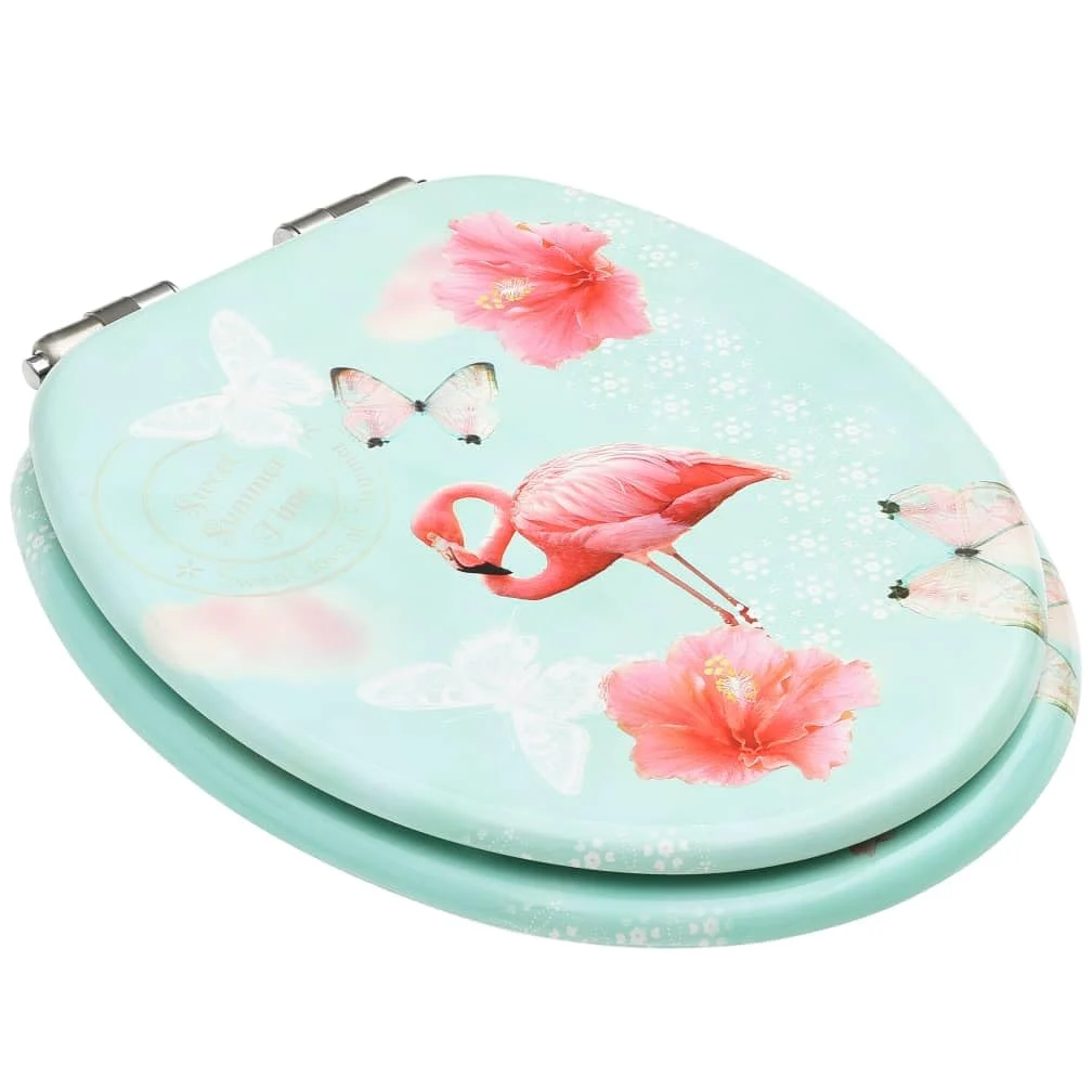 Sedile sedile WC con coperchio a chiusura morbida MDF Fenicottero rosa 02_0002933