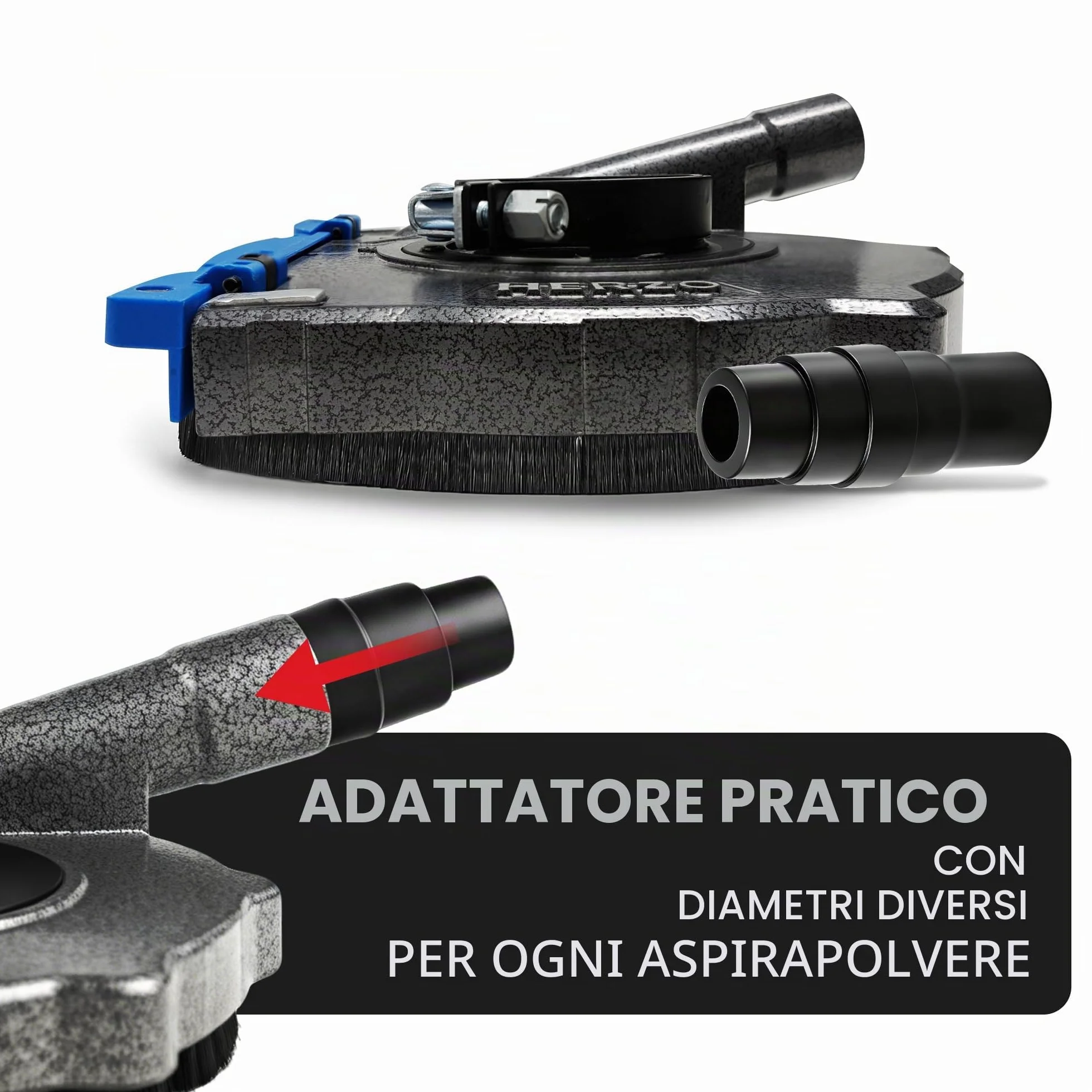 HERZO Cuffia Aspirazione Smerigliatrice Angolare 115/125mm Disco Diamantato 125mm
