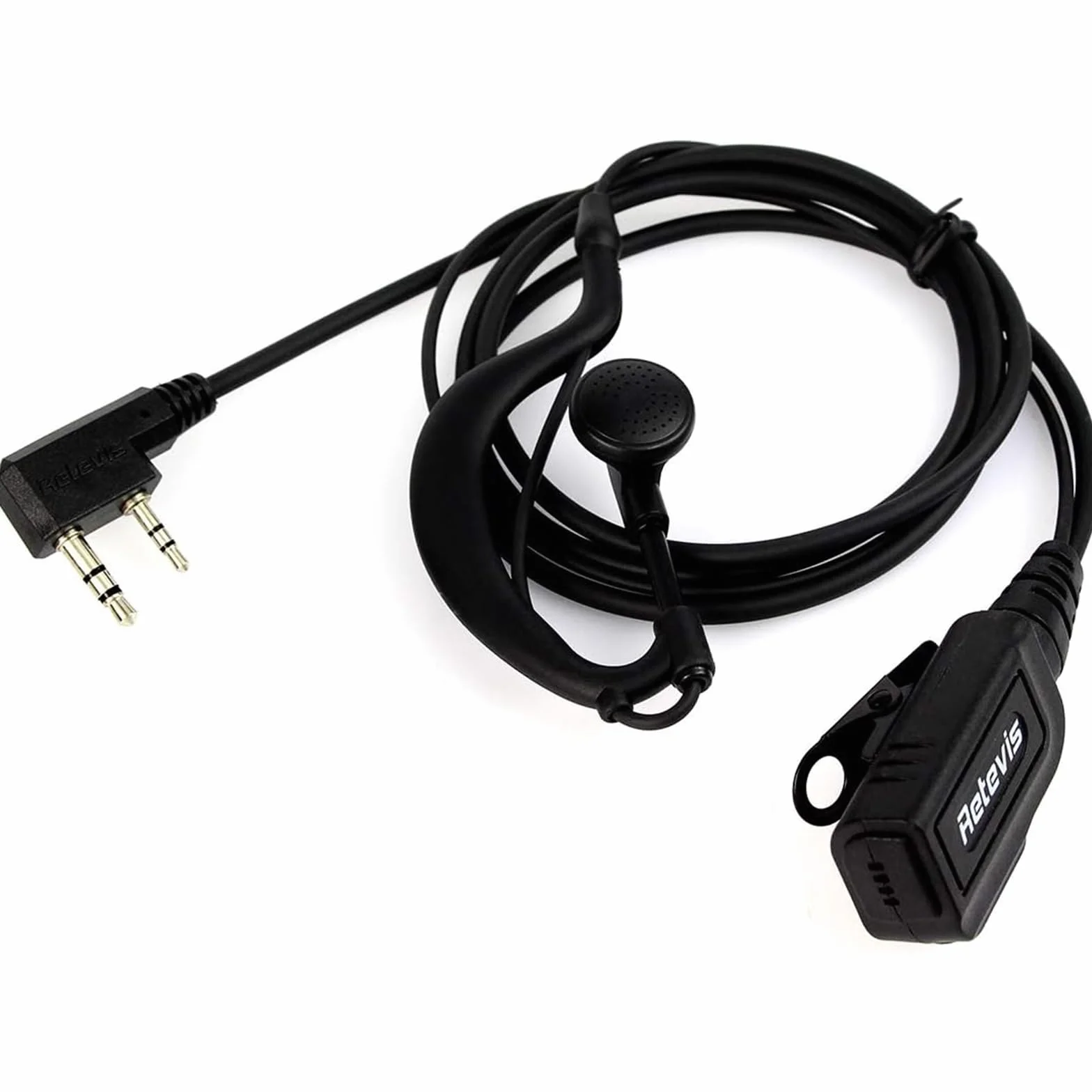Retevis Walkie Talkie Auriculari, 2 pin G-Tipo Curvetta Auricolare Compatibile RT619 RT24 RT27 Baofeng BF-888S UV-5RV Kenwood Walkie Talkie (2 Pezzi)