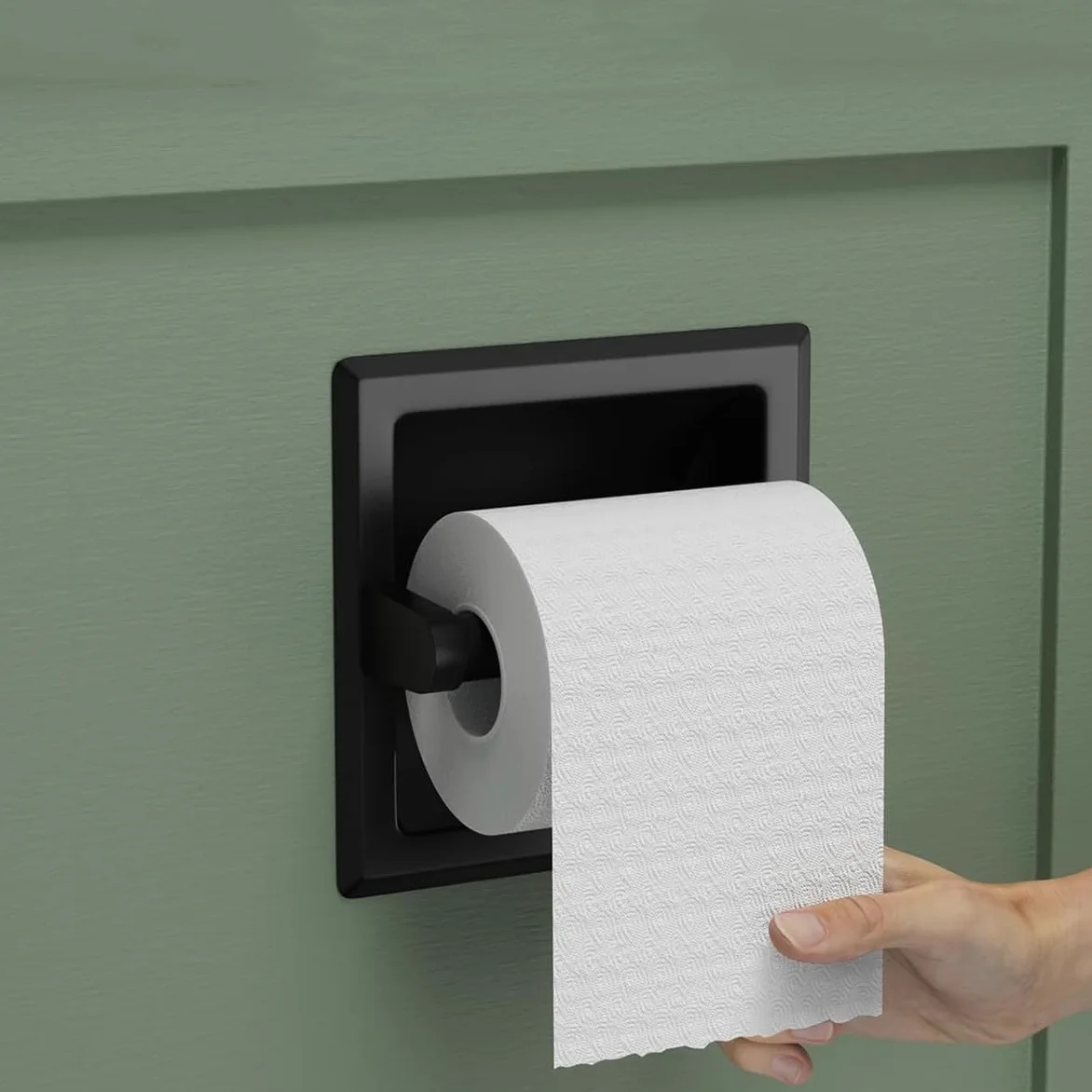 Portarotolo di carta igienica da parete, resistente, porta fazzoletti in metallo con meccanismo a molla per installazione solida a parete o armadio