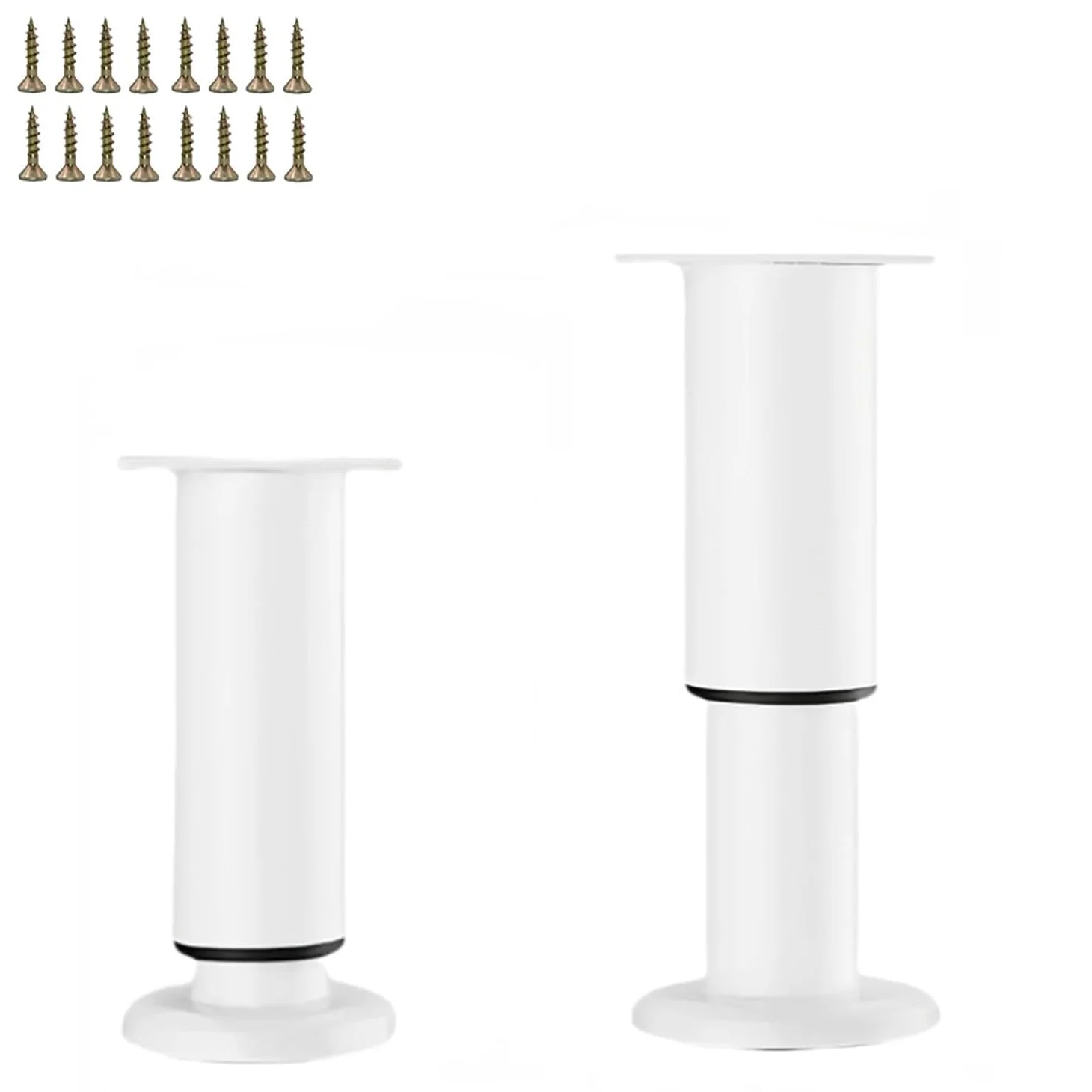 2 Pezzi Piedini per Mobili Regolabili, Gambe per Mobili 12-18cm 25-42cm, Piedini di Supporto in Metallo Bianco per Letto Rete a Doghe Divano(72-110cm/28-43in)