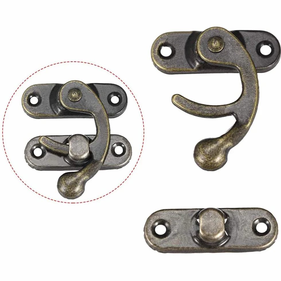 Antico Hasp di Bronzo 20 Pezzi per Scatola di Gioielli in Legno Decorativa