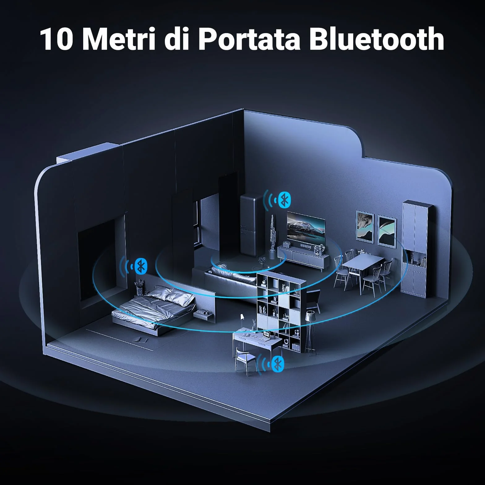 UGREEN Ricevitore Bluetooth 5.3 EDR HiFi Jack 3.5mm 2RCA Adattatore Audio Integrato A2DP Hifi Musica Stereo con Cavo e AUX per Amplificatore Altoparlanti