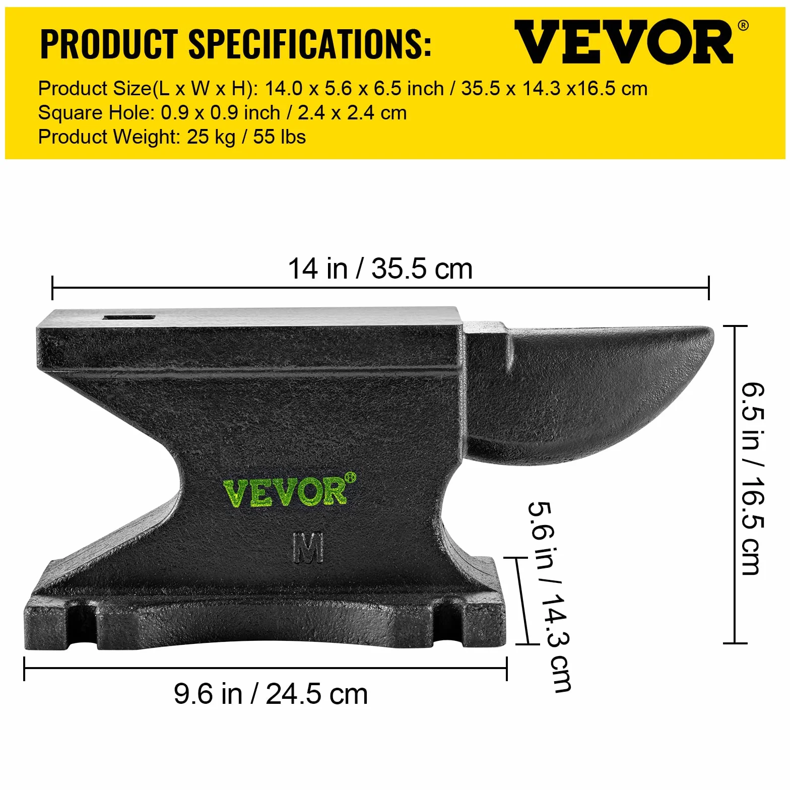 VEVOR Incudine in ghisa 45,4 kg piano di lavoro 26,4 x 12,7 cm fabbro rotonda alta durezza