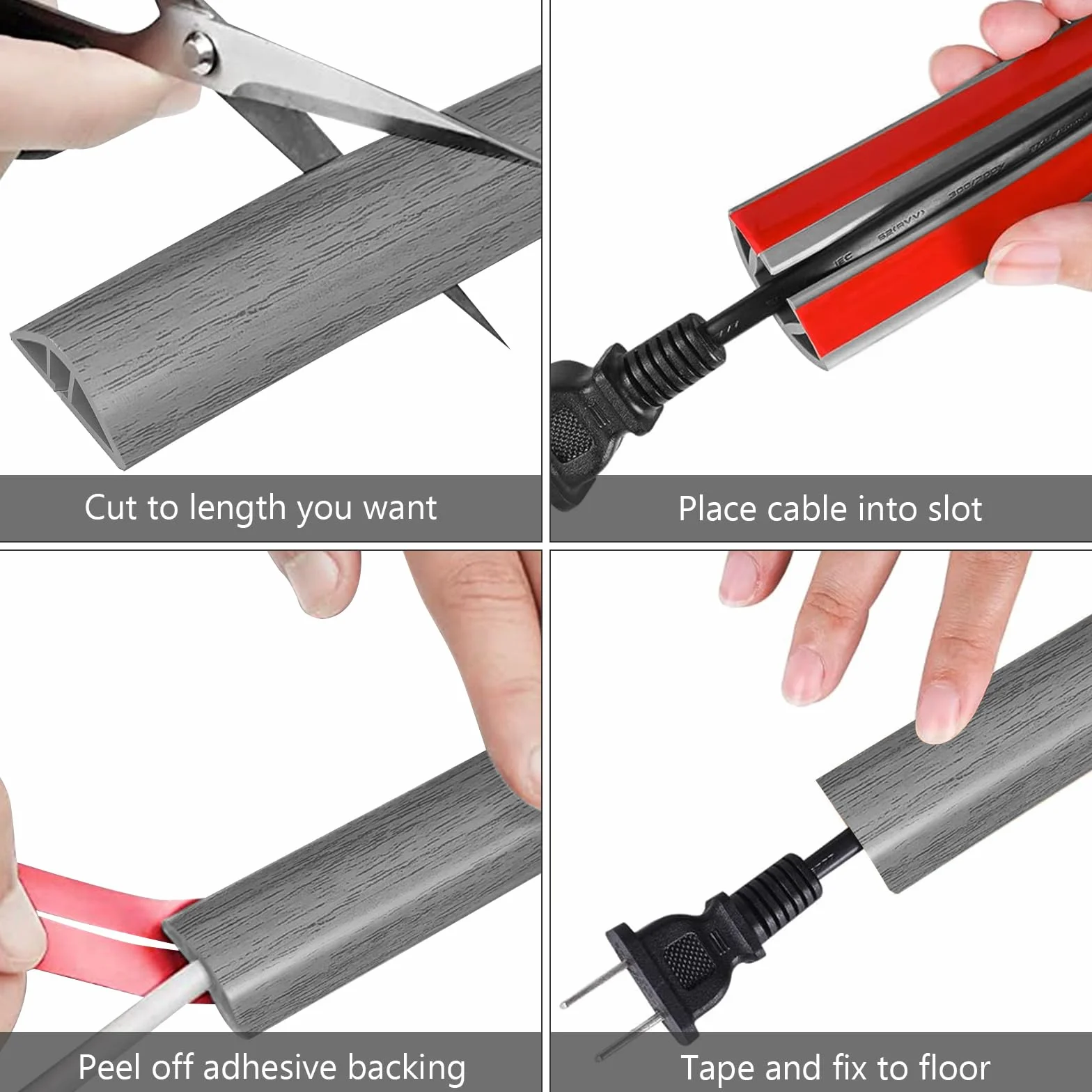 Canalina Passacavi Pavimento Autoadesivo PVC Flessibile Calpestabile 5cm x 5m