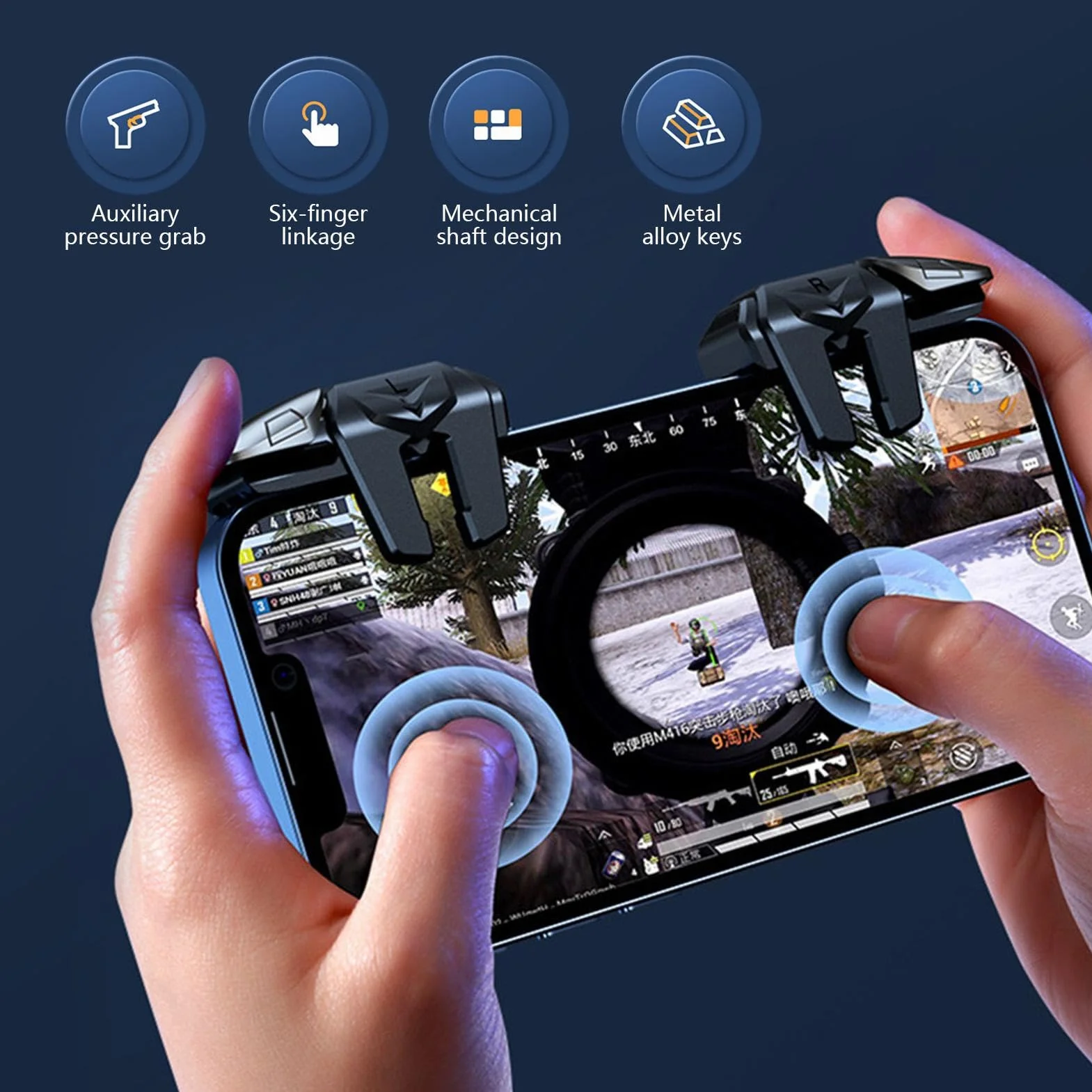 Trigger di gioco sul telefono cellulare - Trigger mobile, 2 controller di gioco per telefono | Controller di gioco intelligente con pulsante plug and play per telefono, per i giochi
