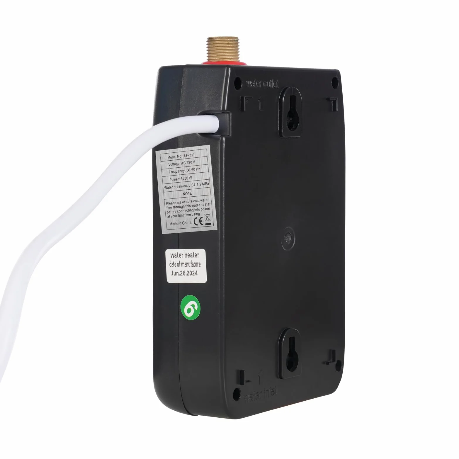 Mini scaldabagno elettrico a LED, 220 V, 5500 W, display touch screen, 5 temperature, con telecomando, per appartamenti, scuole, servizi igienici e lavanderie, 13,5 x 6,8 x 19,5 cm (nero)
