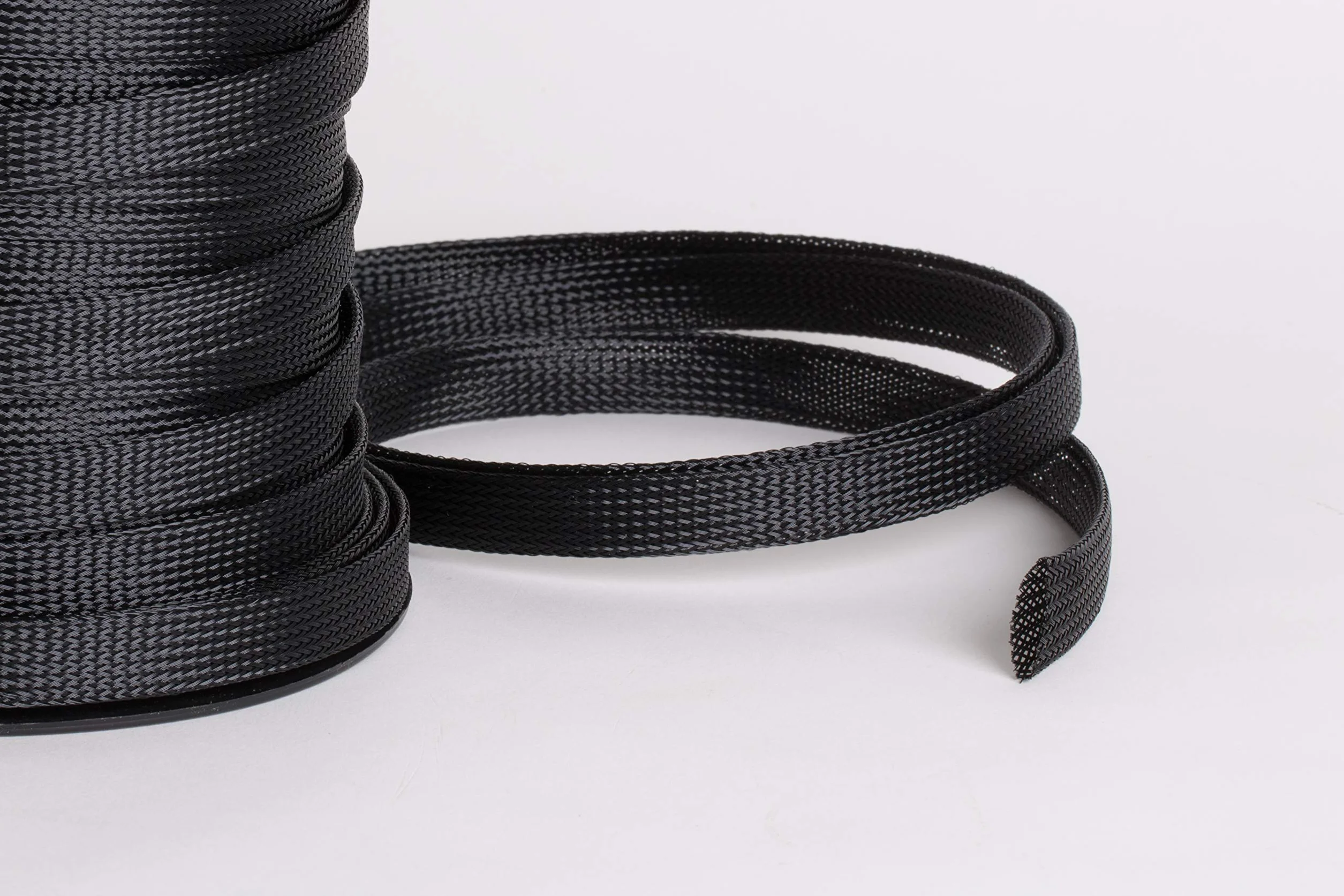 Guaina Trecciata Poliestere Elastica, diametro 3 mm espandibile a 6 mm, colore Nero, 10 Metri