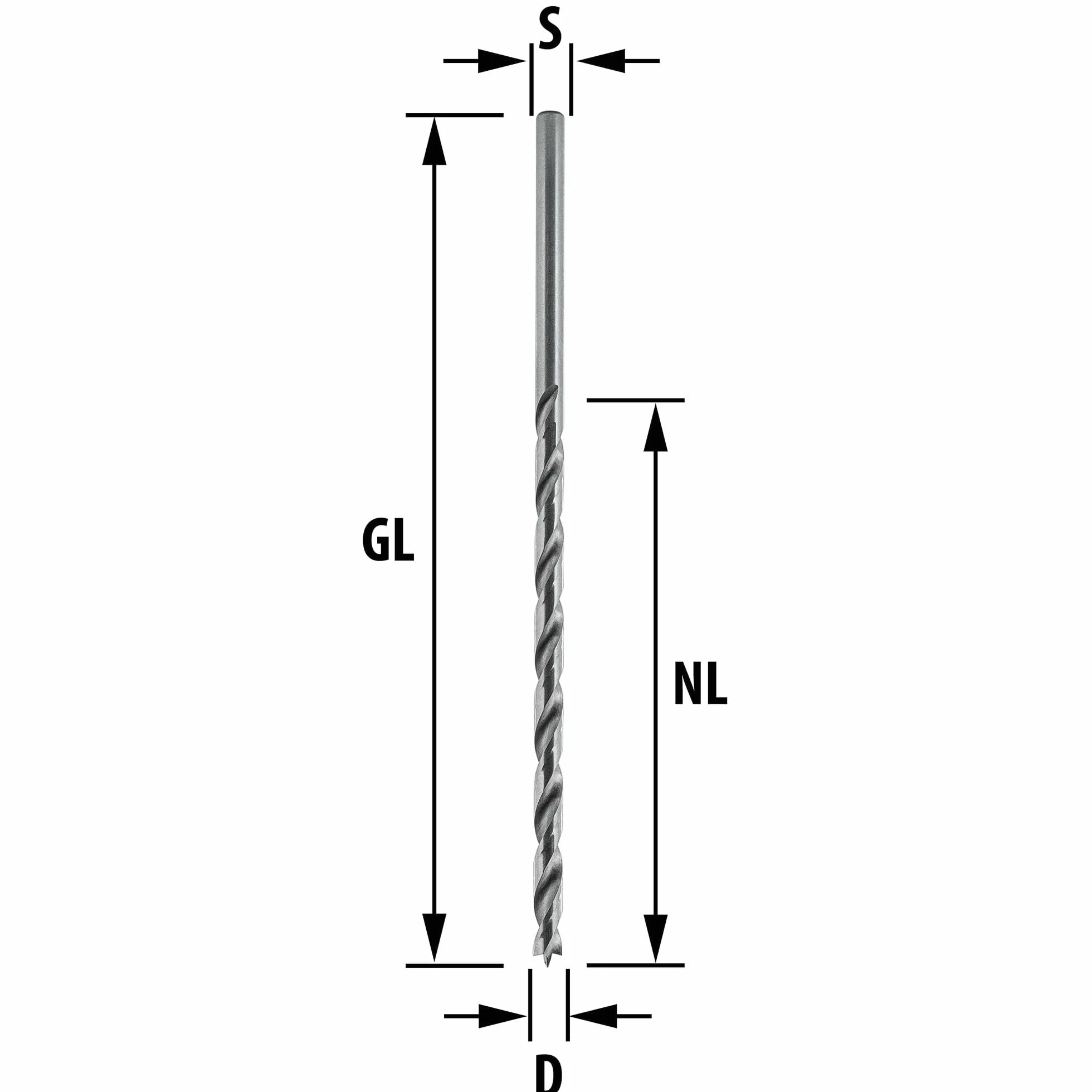 ENT 50405 Punta a torsione per legno Ø 5x150 mm Acciaio ad alta velocità