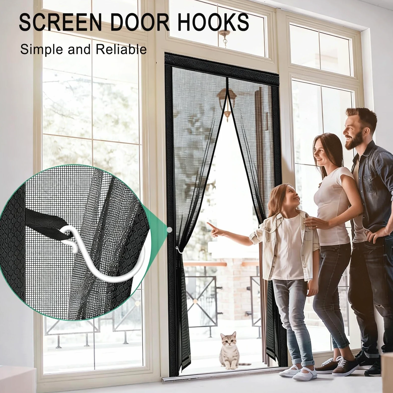 Zanzariere Magnetiche 190 x 190 cm con Calamita Impedendo Dagli Insetti di Traspirante Aria Fresca Tenda Zanzariera Porta Finestra per Porta Finestra Balcone Soggiorno, Nero