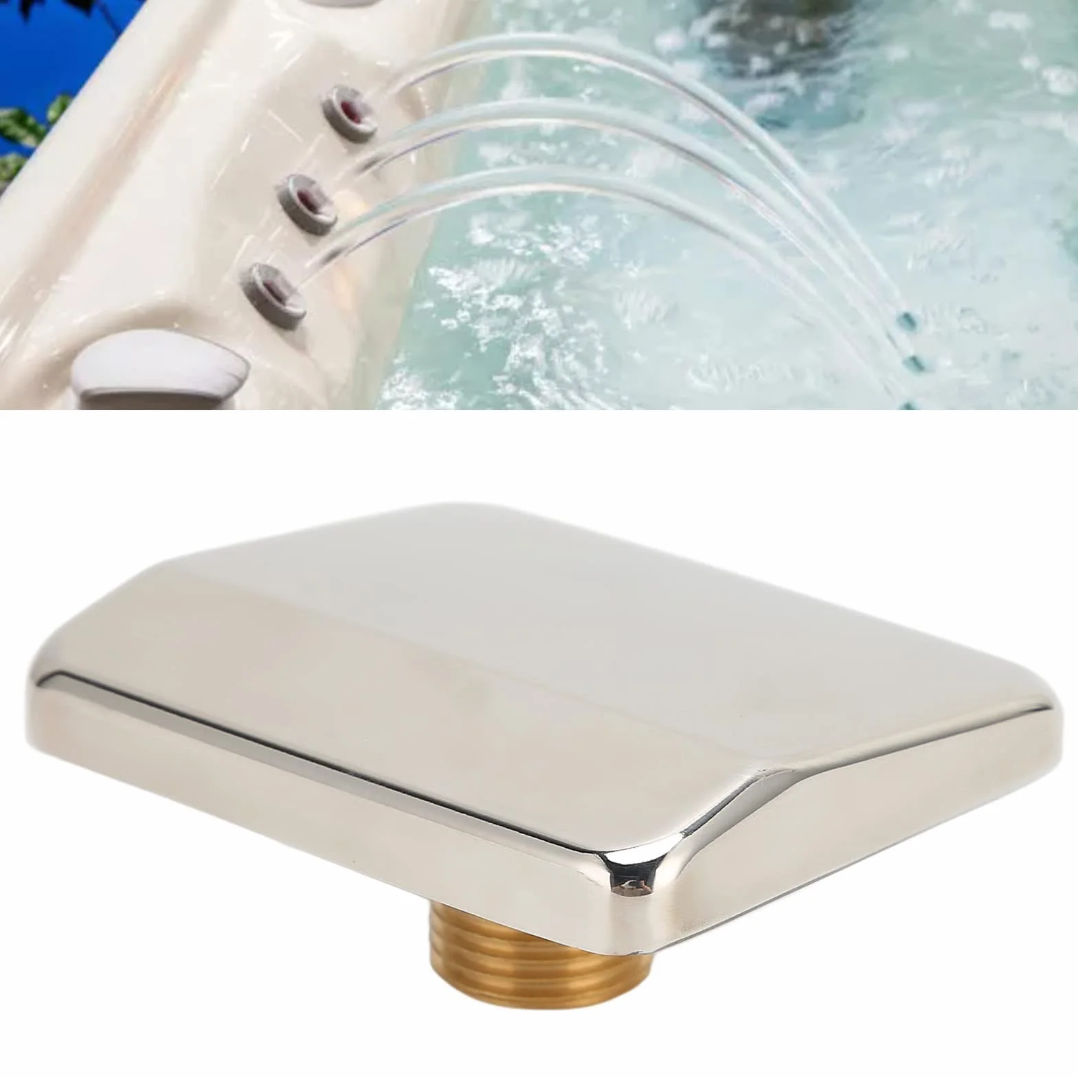Ugello per Vasca a Cascata Filettatura Esterna Accessori per Testine di Spruzzo Valvola Ad Angolo per Vasca Idromassaggio Piscina, Beccuccio di Riempimento in Acciaio