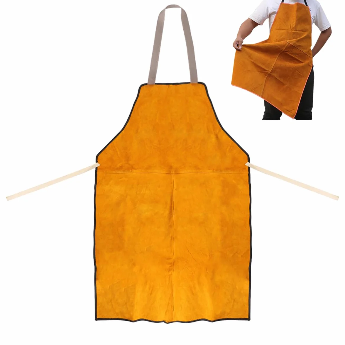 ITODA Grembiule da saldatura, in pelle bovina, resistente, resistente al calore, ignifugo, per lavori di lavoro, officina, saldatore, falegnameria, garage