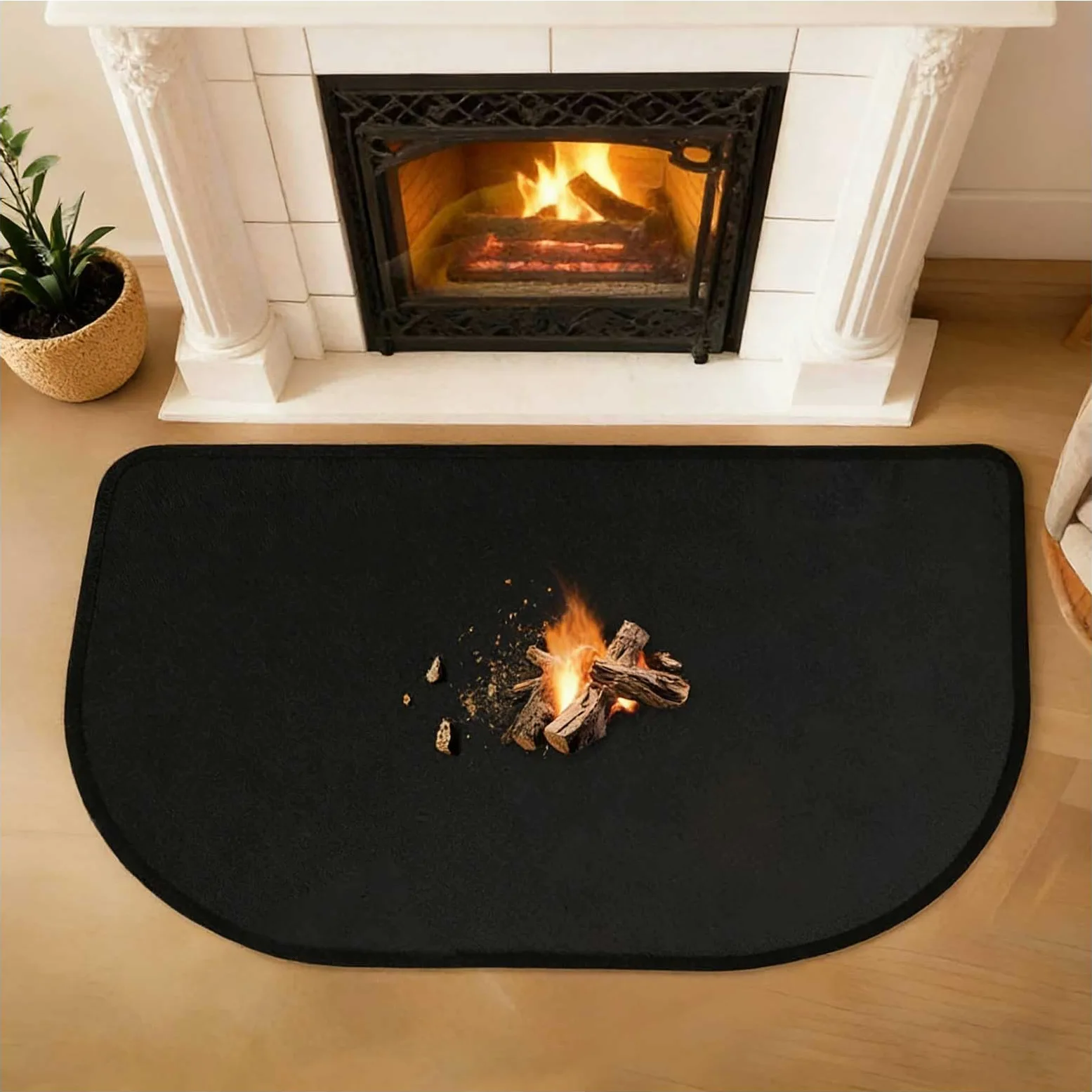 Tappeto per camino, antiscivolo, resistente al fuoco, 122 x 76 cm, ignifugo, protezione per interni ed esterni, braciere, griglia e stufa di sicurezza