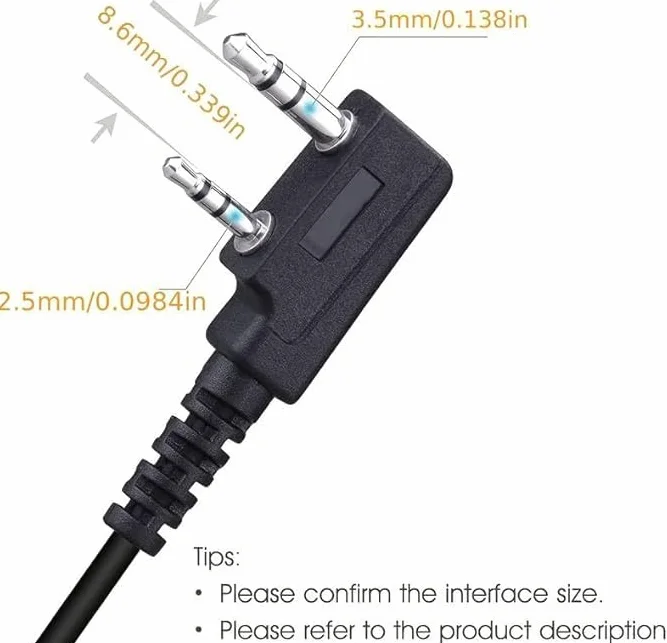 TECHZOCO Auricolare microfono PTT per trasmettitore Walkie, auricolare a forma di G, 2 pin, compatibile con Kenwood Baofeng UV-5R 888S BF-F8HP UV-82 Quansheng UV-K5 Retevis TYT Security Two Way Radio,