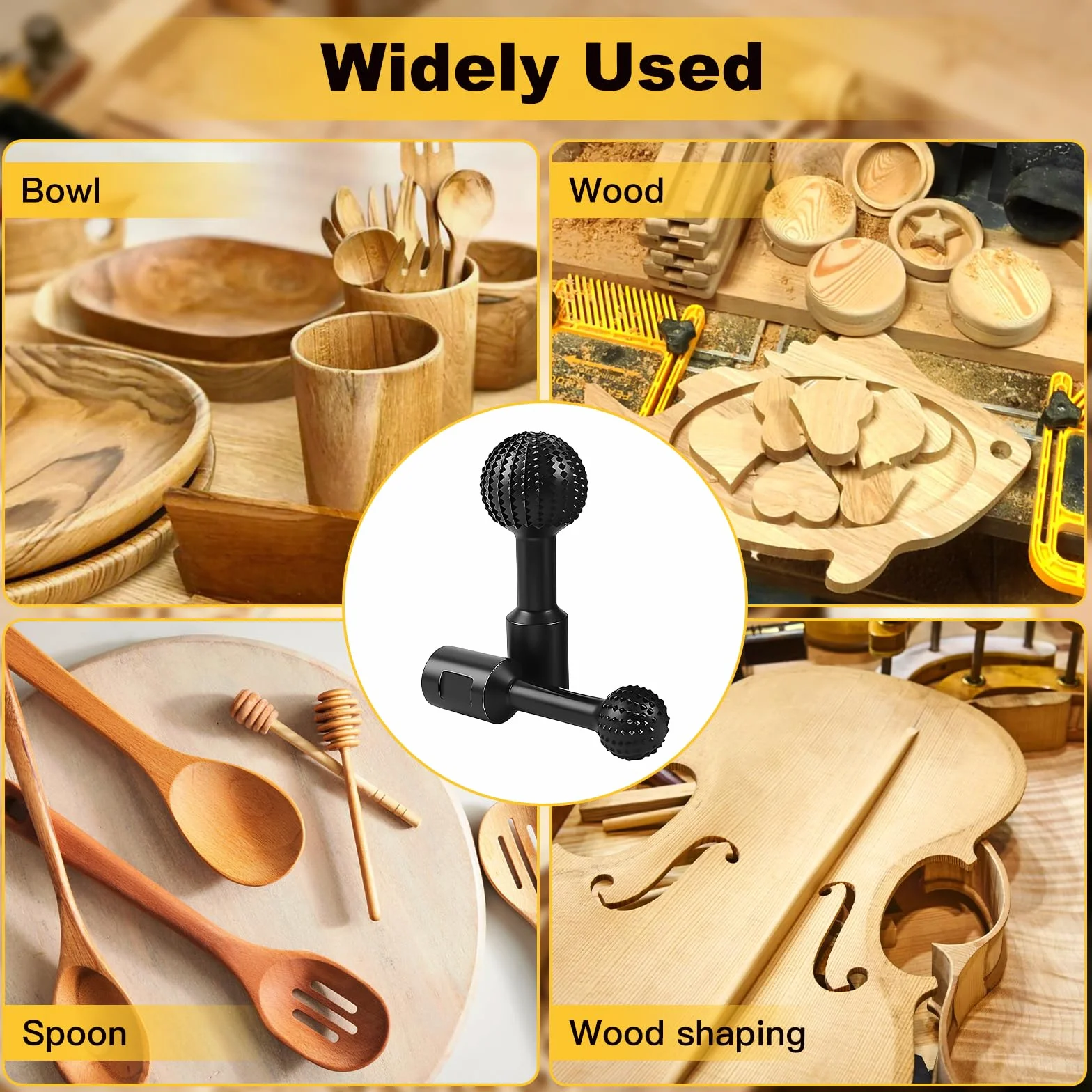 Raspa a sfera per legno, φ 25 mm + 40 mm, fresa a sfera per legno con filettatura M14, raspa per legno per smerigliatrice angolare 115/125 mm