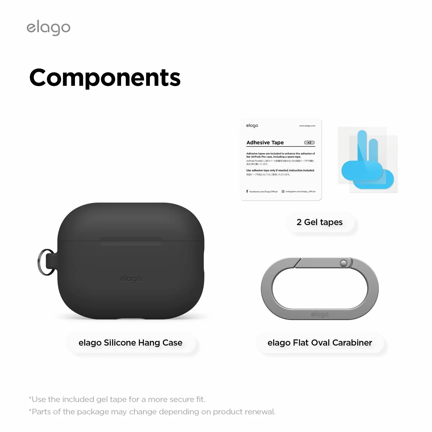 elago Custodia in Silicone Premium per AirPods Pro 3, Compatibile con Ricarica Wireless, Morbido, Protezione Totale, LED Frontale Visibile, con Moschettone (Nero)