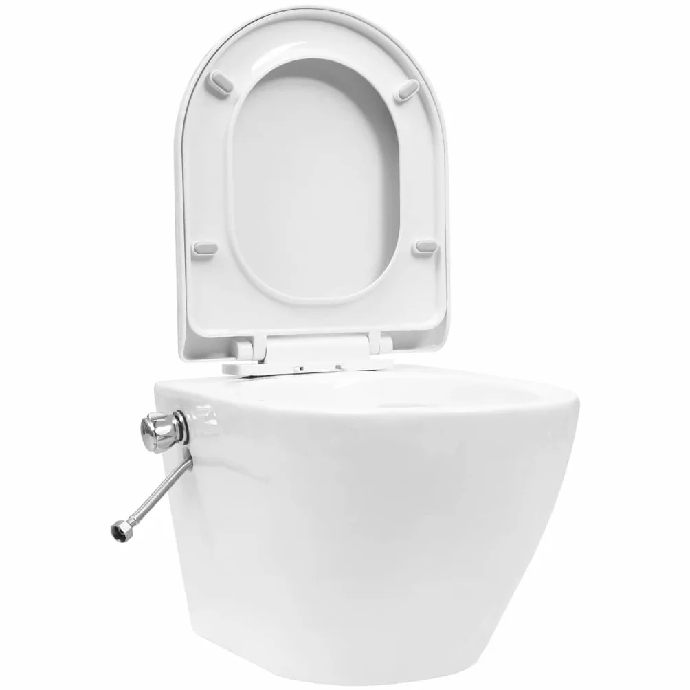 vidaXL Toaleta Podwieszana Bezramowa z Funkcją Bidet Ceramika Biała