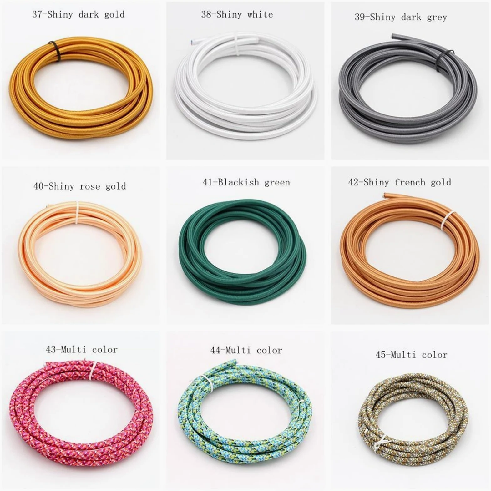 filo tessile intrecciato, Cavo in tessuto VDE 2 conduttori 0,75 mm² multicolore 2-10 metri(37shiny gold,5meter)