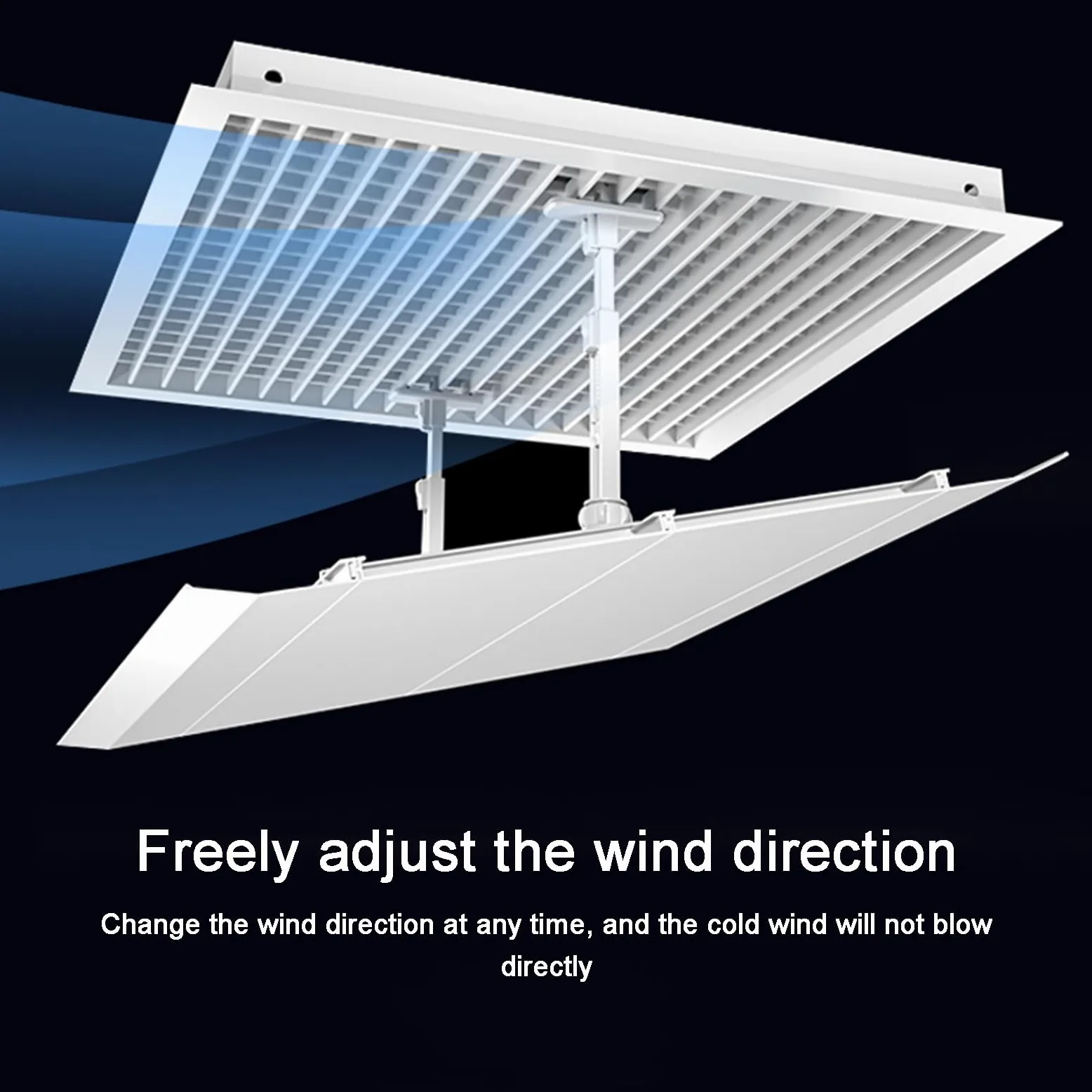 Piastra di guida per deflettore dell'aria da soffitto, deviatore quadrato per ufficio, deviatore regolabile per bocchetta dell'aria bianca (60 x 60 cm)