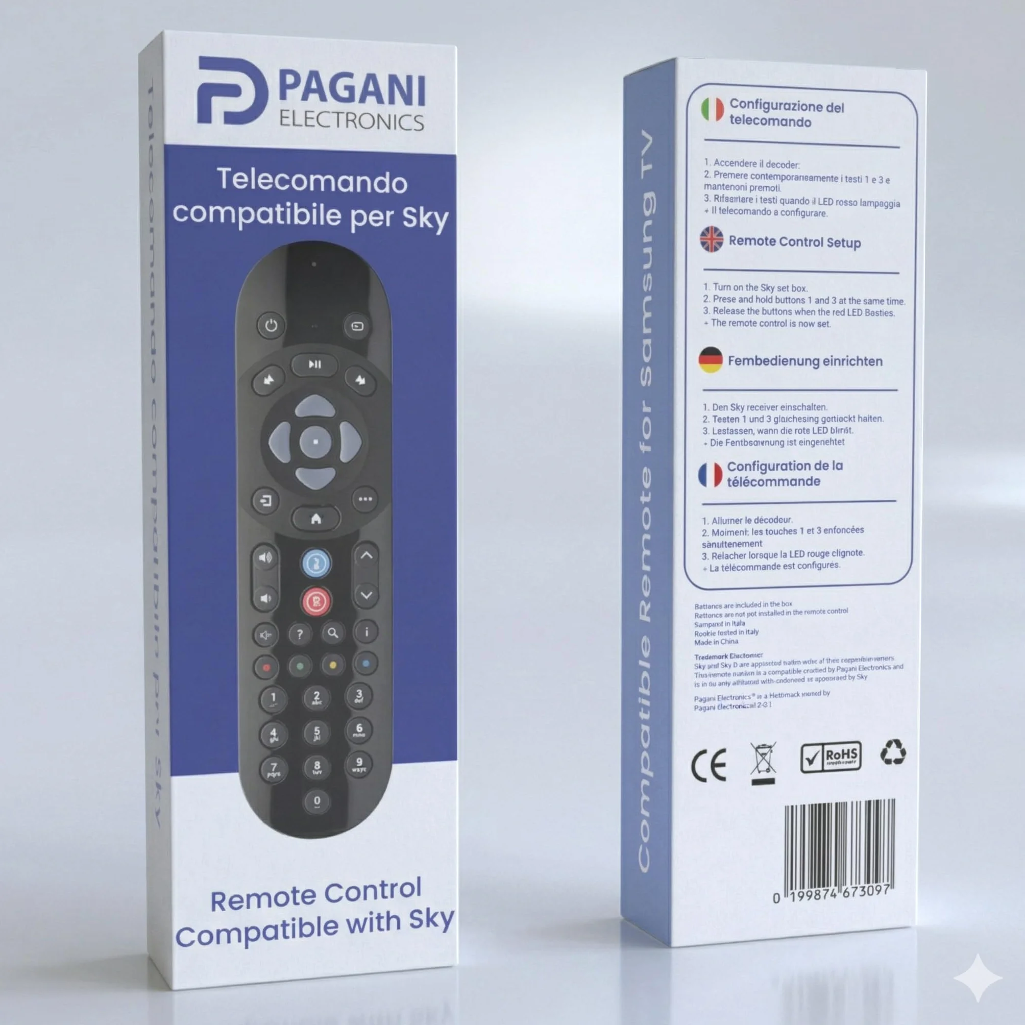 Telecomando Bluetooth Vocale Compatibile con SkyQ, Sky Q Mini, Platinum, Silver, 1TB e 2TB, Batterie Incluse, Facile Configurazione, Azienda Italiana, Qualità Testata in Italia