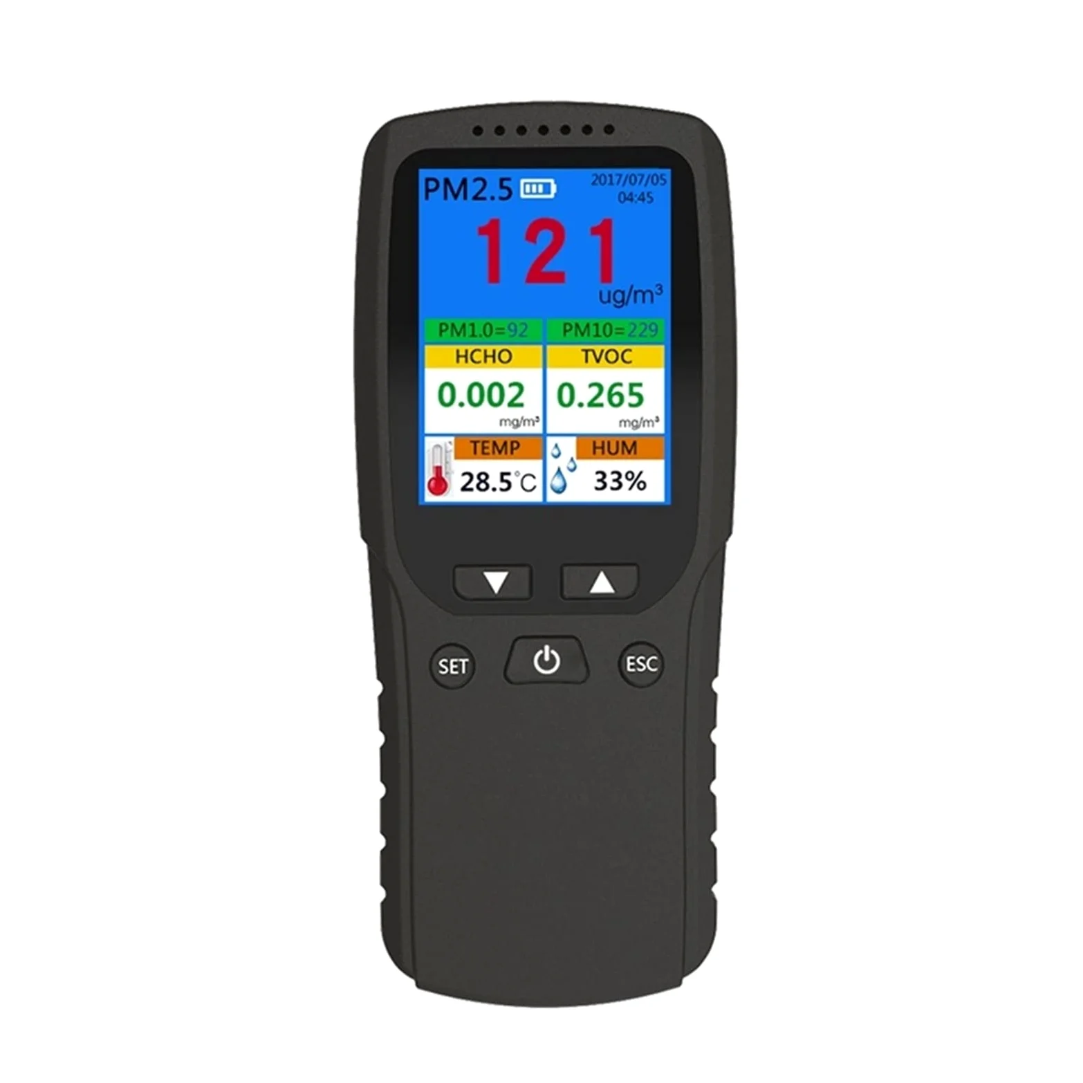 Rilevatore Gas, Monitor della qualità dell'Aria 9 in 1 Indoor Outdoor PM2.5, PM1.0, PM10, HCHO, rilevatore Tester Sensore di Temperatura e umidità per Lavoro, Casa