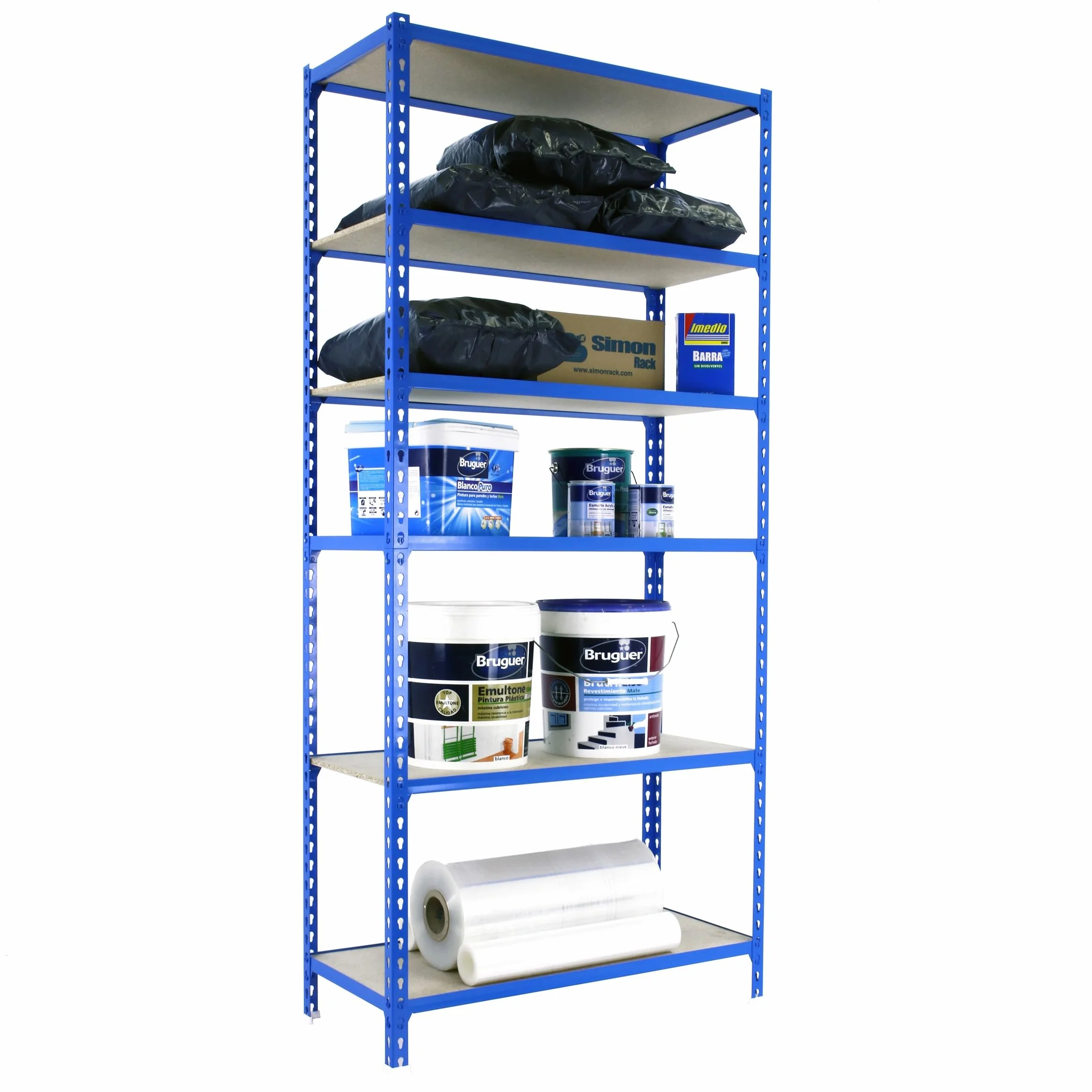 Simon Rack Scaffale Metallo 6 Ripiani 150 kg 2500x900x300 mm Blu Legno