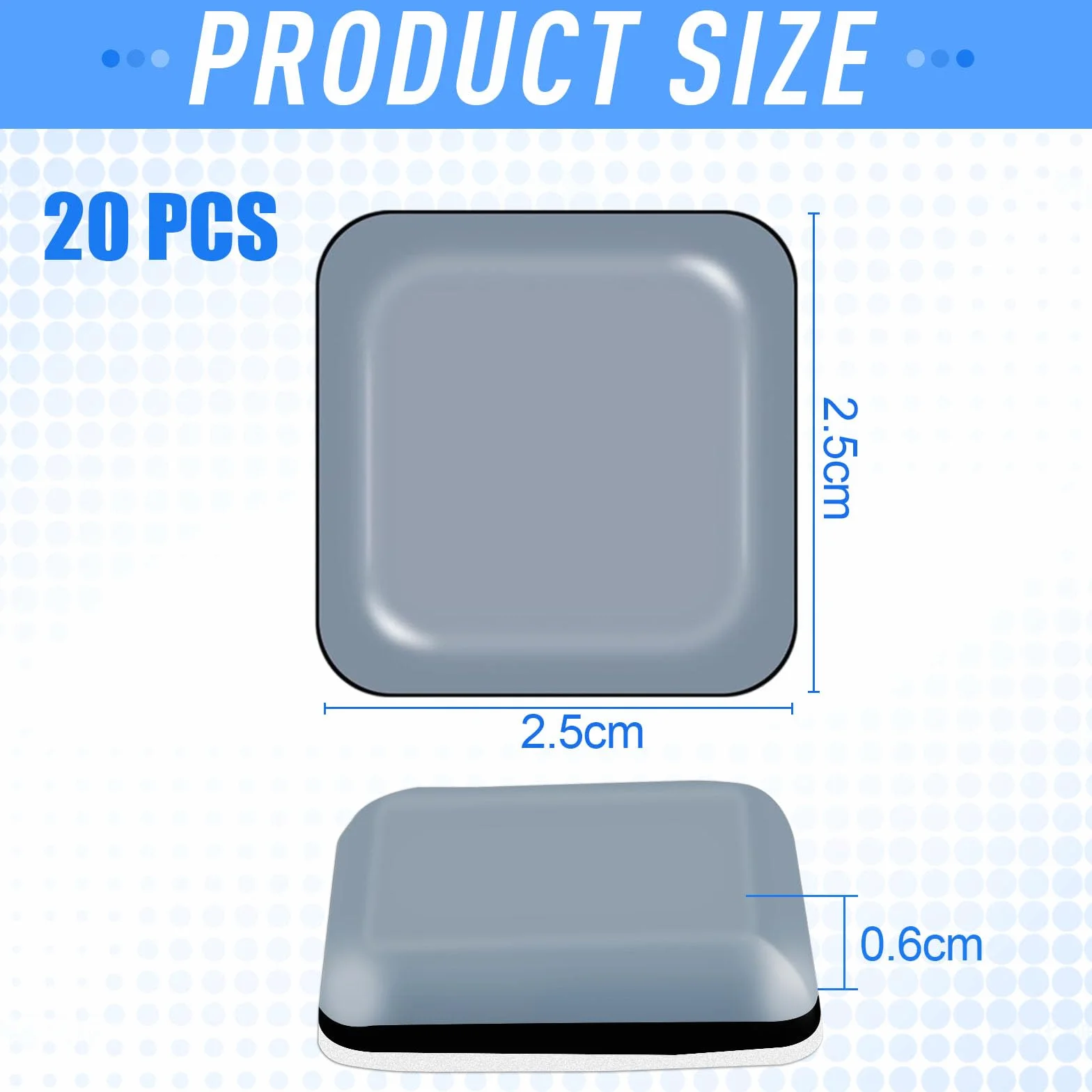 Pezzi Piedini per Mobili Autoadesivo in Teflon 25x25mm PTFE Cursori per Parquet Laminato Protezione Antigraffio