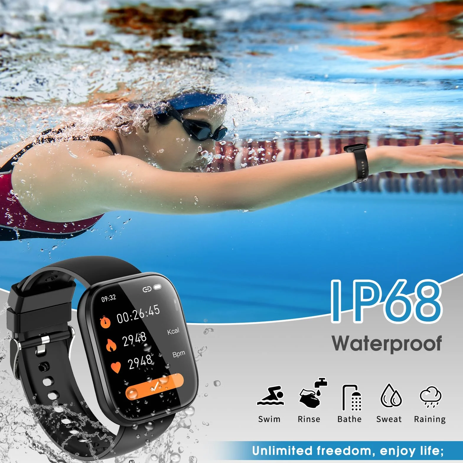 Smartwatch Uomo Donna, 1,85'' Orologio Smartwatch con Effettua/Risposta Chiamate, 112 Modalità Sportive Fitness Tracker con Sonno/Cardiofrequenzimetro, IP68 Smart Watch per Android iOS