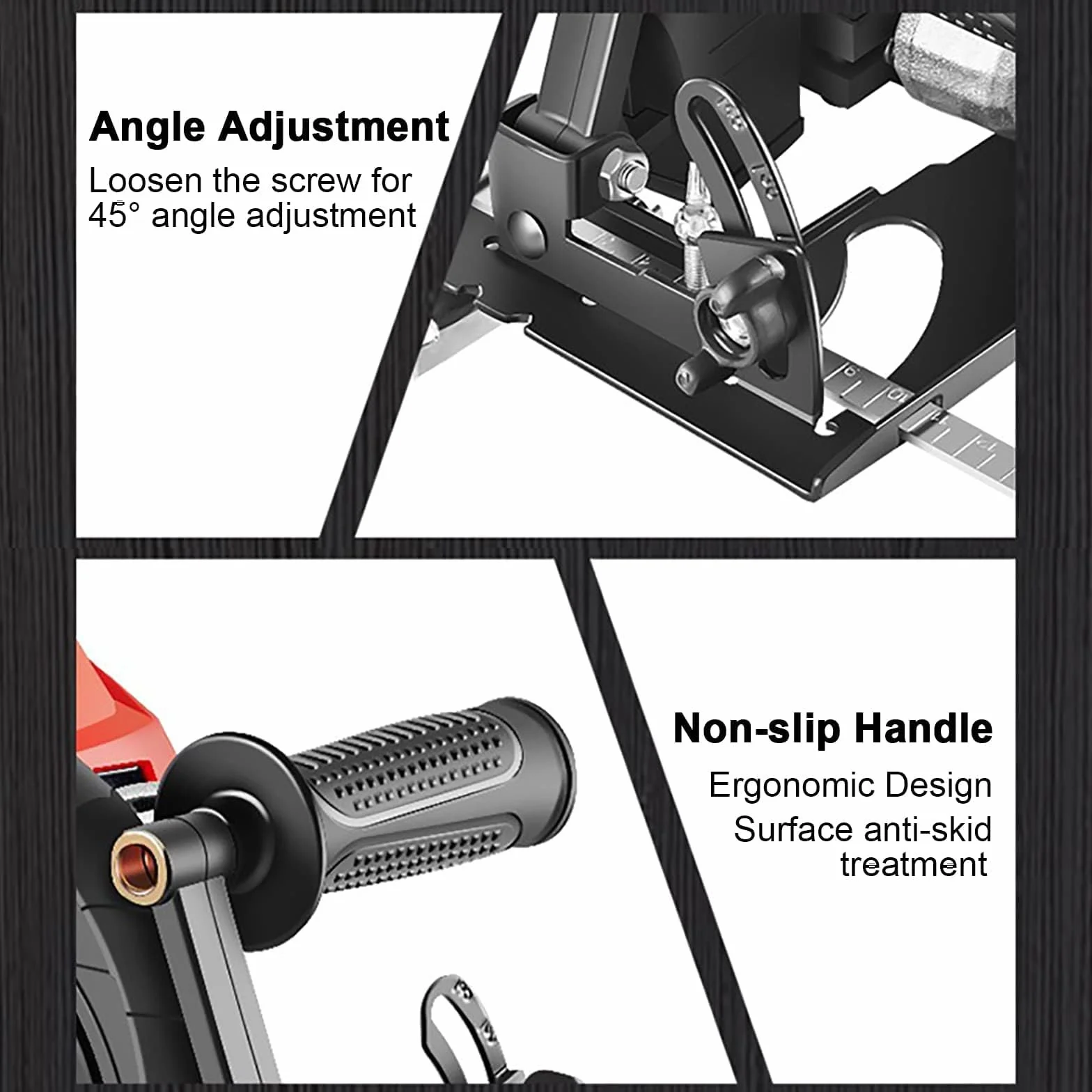Kit de Soporte para Amoladora Angular 100-125 mm, Ángulo Ajustable, Profundidad de Corte 0-40 mm