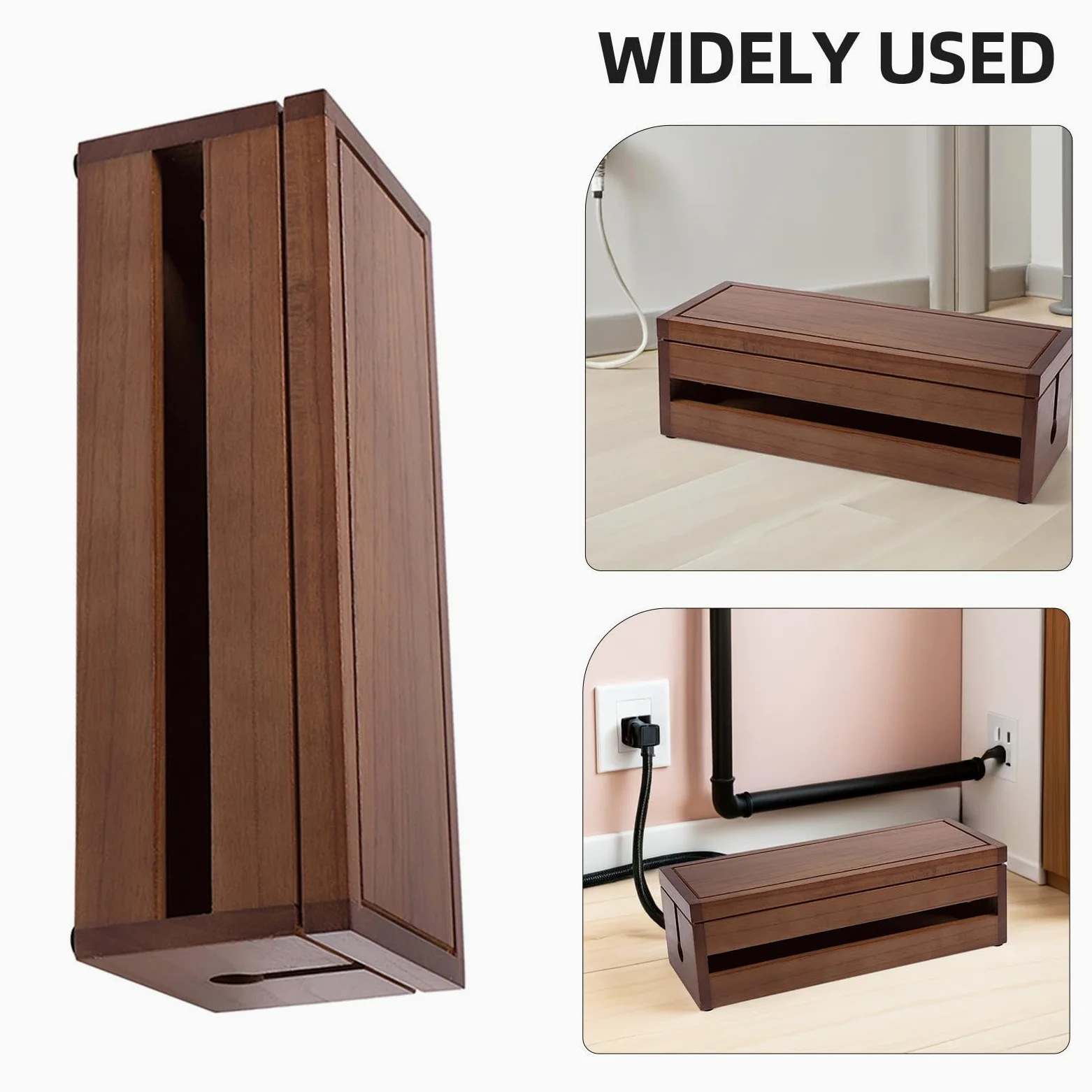Scatola in Legno di Paulownia Color Caffè per Gestione Cavi Design Multi-funzionale e Dissipazione del Calore per Casa e Ufficio