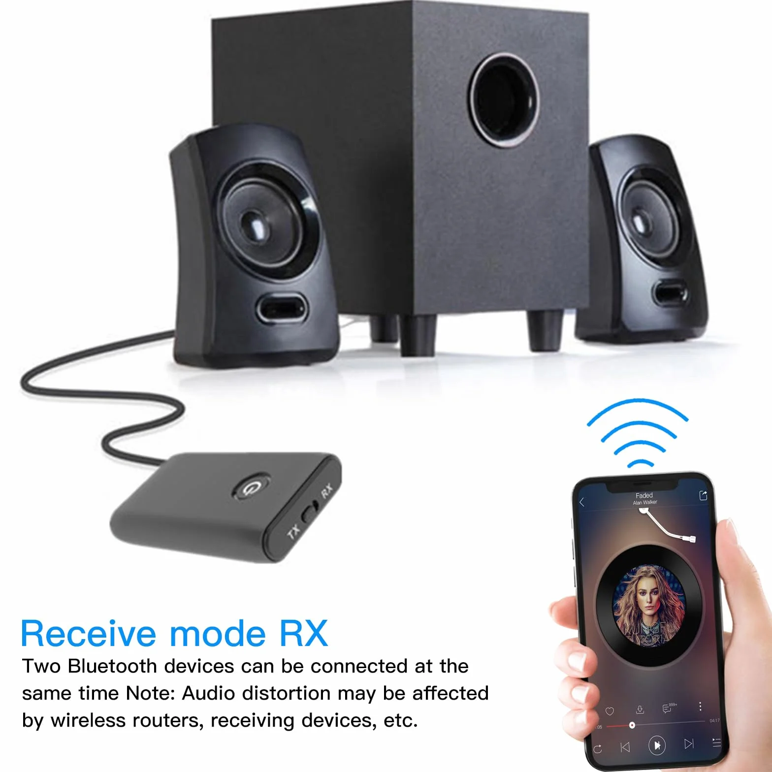 Adattatore Bluetooth 5.0 Trasmettitore,3.5mm Jack Adattatore,2-in-1 Wireless Ricevitore Bluetooth,per PC/TV/impianto audio Cuffie MP3/MP4 Altoparlante HiFi Radio