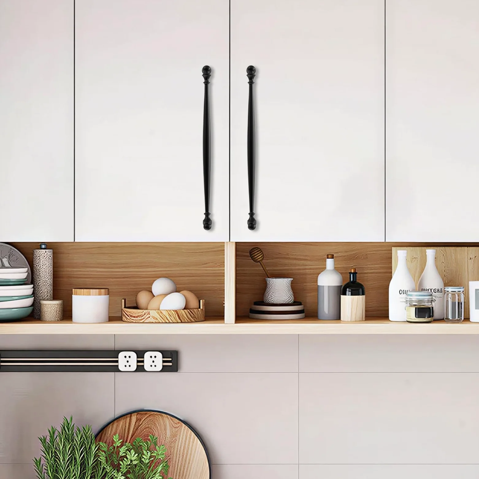 Confezione da 6 maniglie nere da 254 mm, per armadietti da cucina, armadietti, cassetti, credenze, credenze