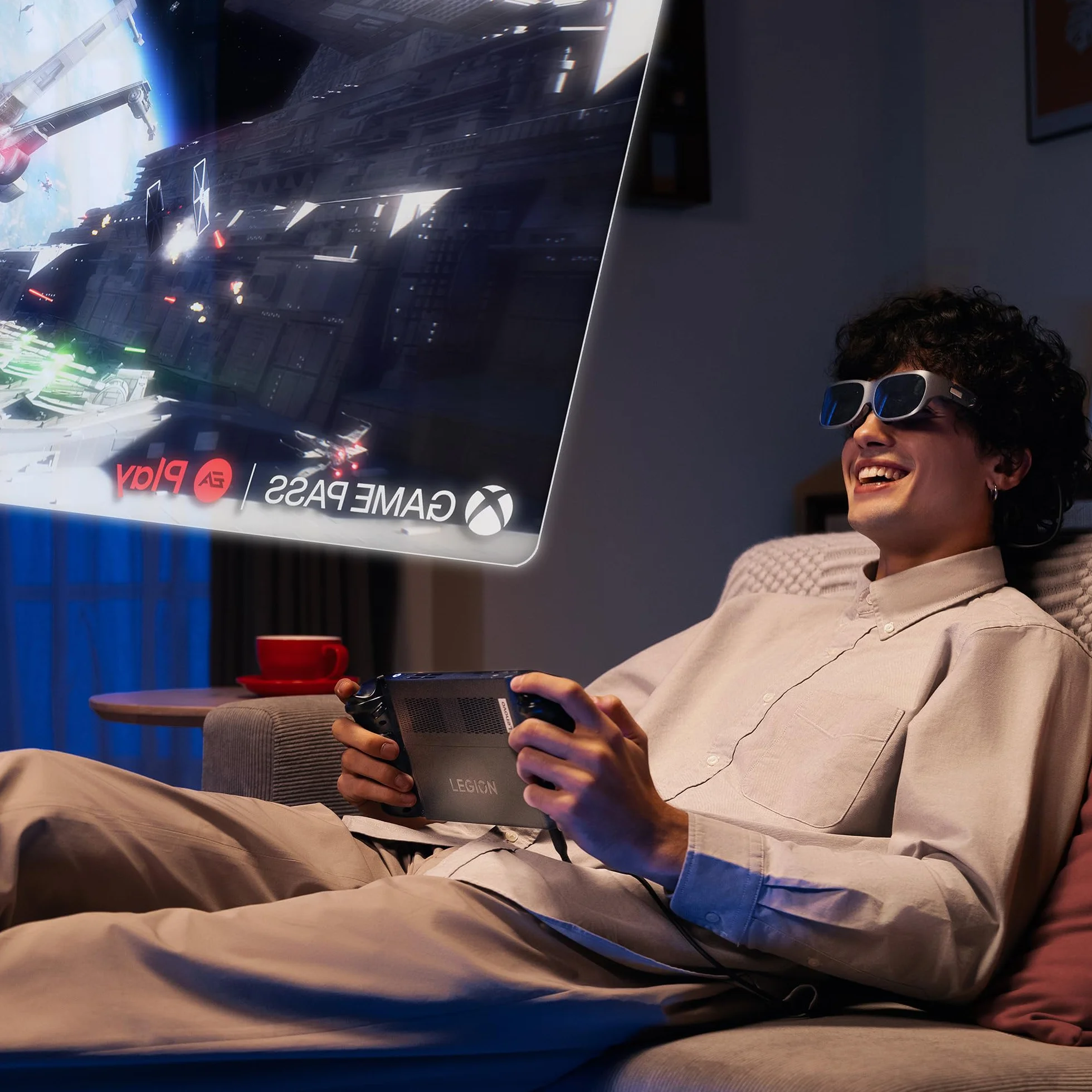 Lenovo Legion Glasses | Occhiali da realtà aumentata | Audio stereo | Micro OLED | 60Hz | Plug & Play | USB-C | Nero