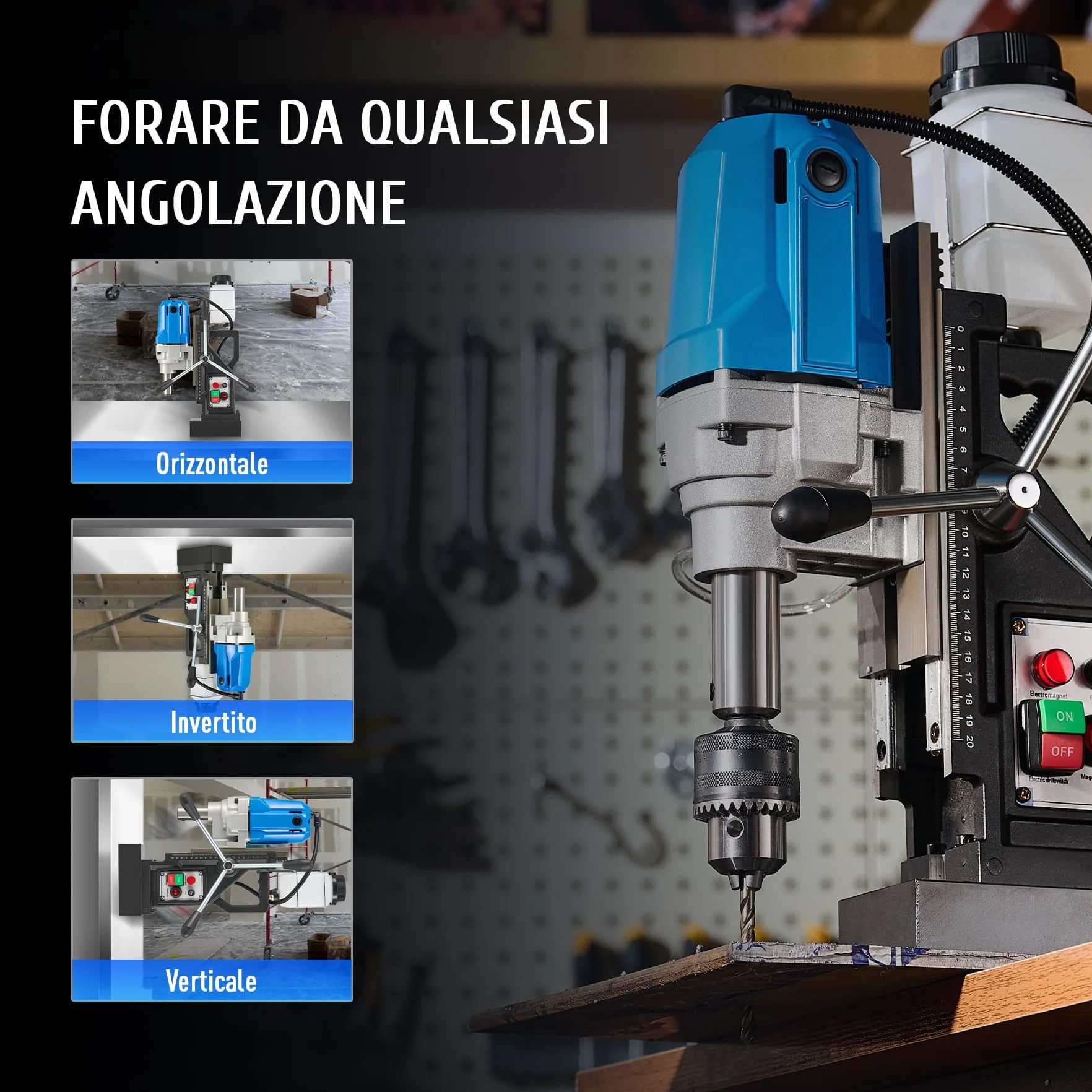ZELCAN 1100W Trapano Magnetico Elettromagnetico Portatile 1200N 40 mm, Profondità 50 mm