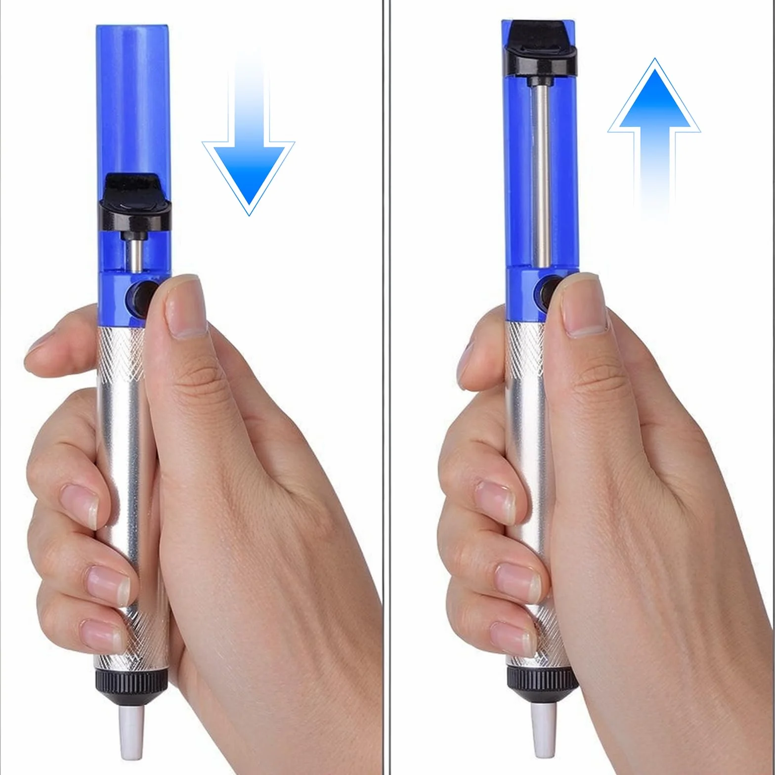 Pompa Dissaldante Alta Suzione Professionale in Alluminio per Saldatura Blu