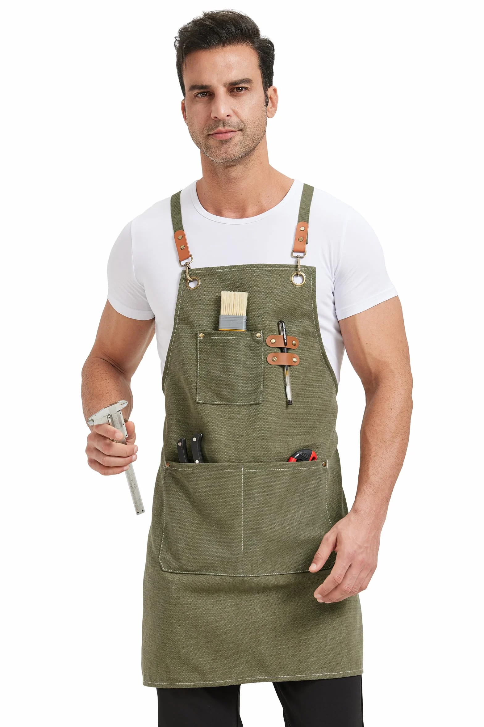 Nanxson Grembiuli da lavoro in tela per gli uomini con tasche Grembiule strumento per il giardinaggio