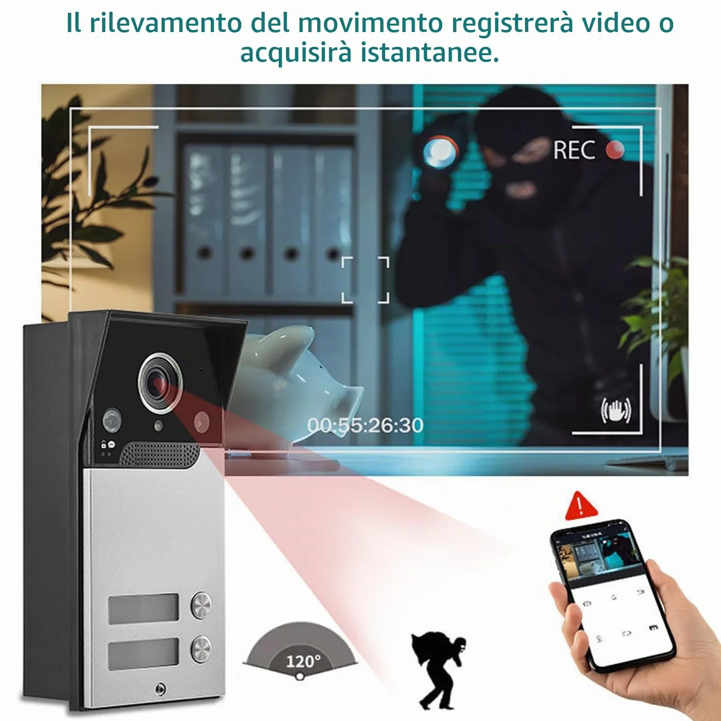 Wifi Tuya Videocitofono Cablato 2 Unità Campanello Per Il Sistema Di Videocitofono Domestico Video Campanello, Touch Screen Da 7 Pollici Del Monitor Interno, Telecamera Di Visione Notturna 1080p