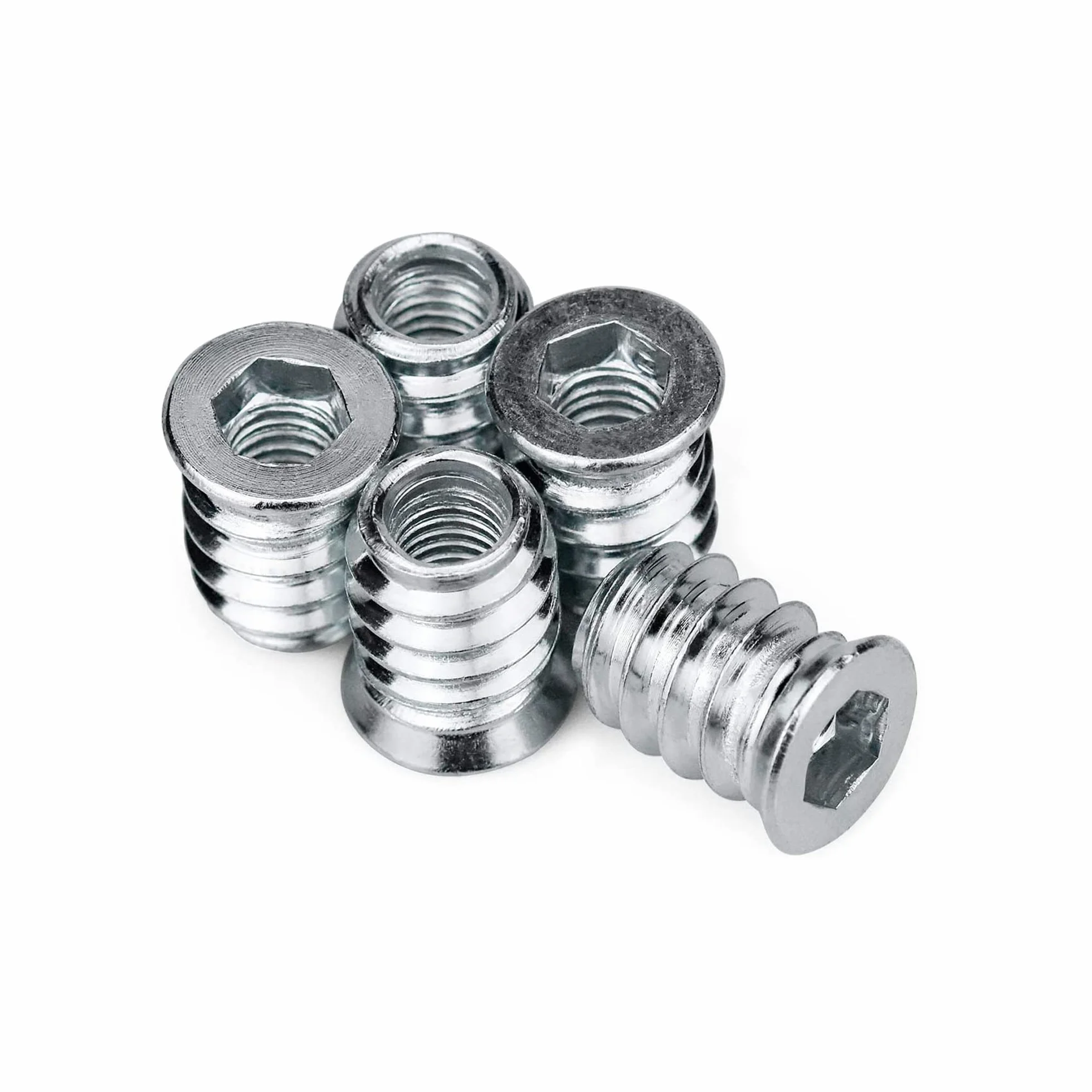 DOJA Industrial | Boccole Filettate per Legno | 40 Pezzi | 8 x 15 mm | Inserti Filettati | Rivetti Filettati Esagonali | Dadi esagonali in lega | Bussole Filettate | Inserti a Legna | Per Compensato