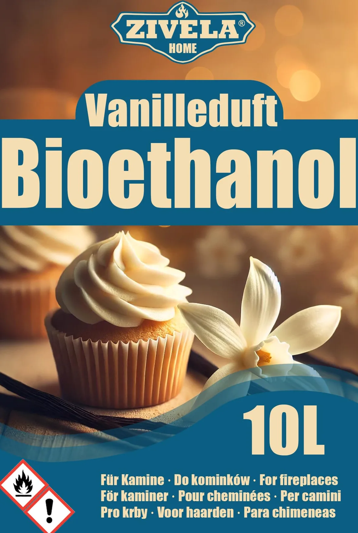 Bioetanolo 96,6% 10 l, profumo di vaniglia biologico 96,6% 3 x 10 l, bioetanolo per camino, caminetto, camino a bioetanolo, profumo di vaniglia, combustione pulita, senza fumo, fiamma vivida e stabile