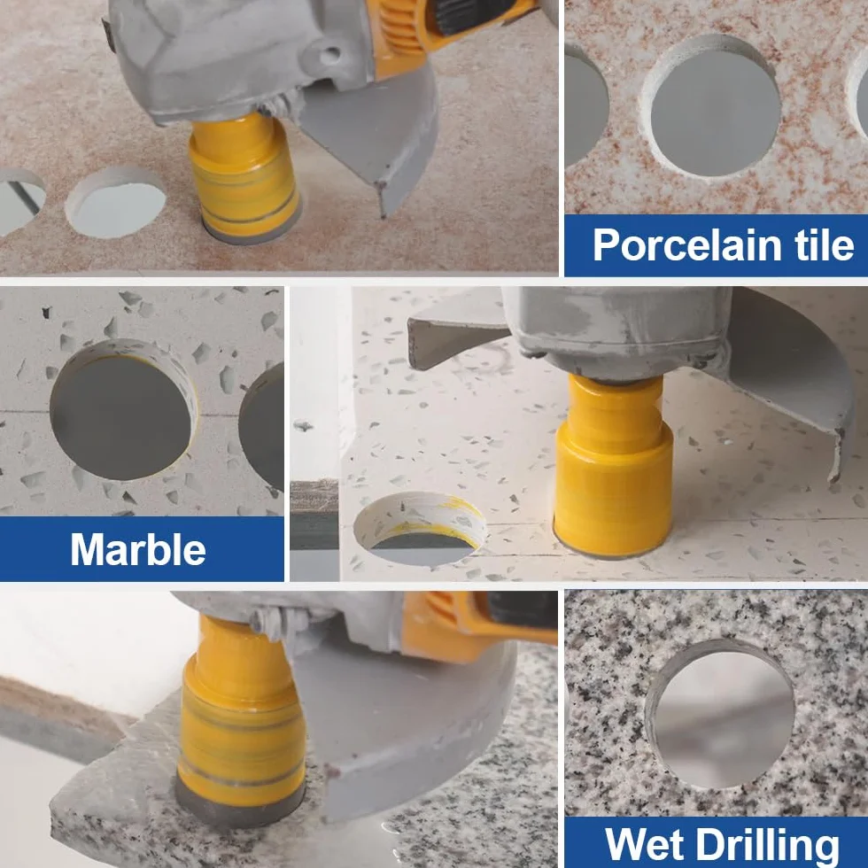 HIGHDRIL Punta per Trapano Diamantata 12mm Filettatura M14 Foratura Secco Piastrelle Ceramica Granito Marmo