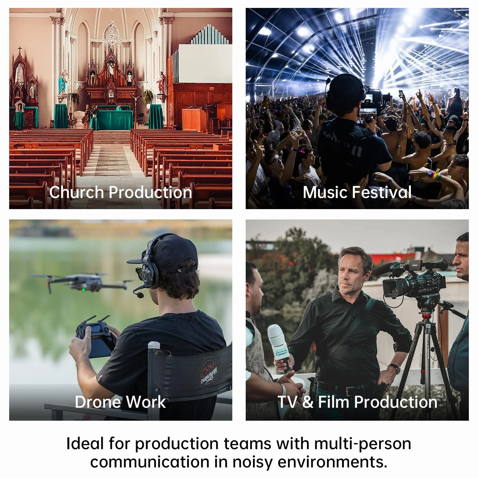 Hollyland Solidcom C1 PRO System Intercom Wireless ENC Cancellazione Rumore Ambientale Full-Duplex 4 Persone 350m PTT Mute Team Produzione Video Chiesa Drone TV&Film con 1 Master e 3 Cuffie Distanza