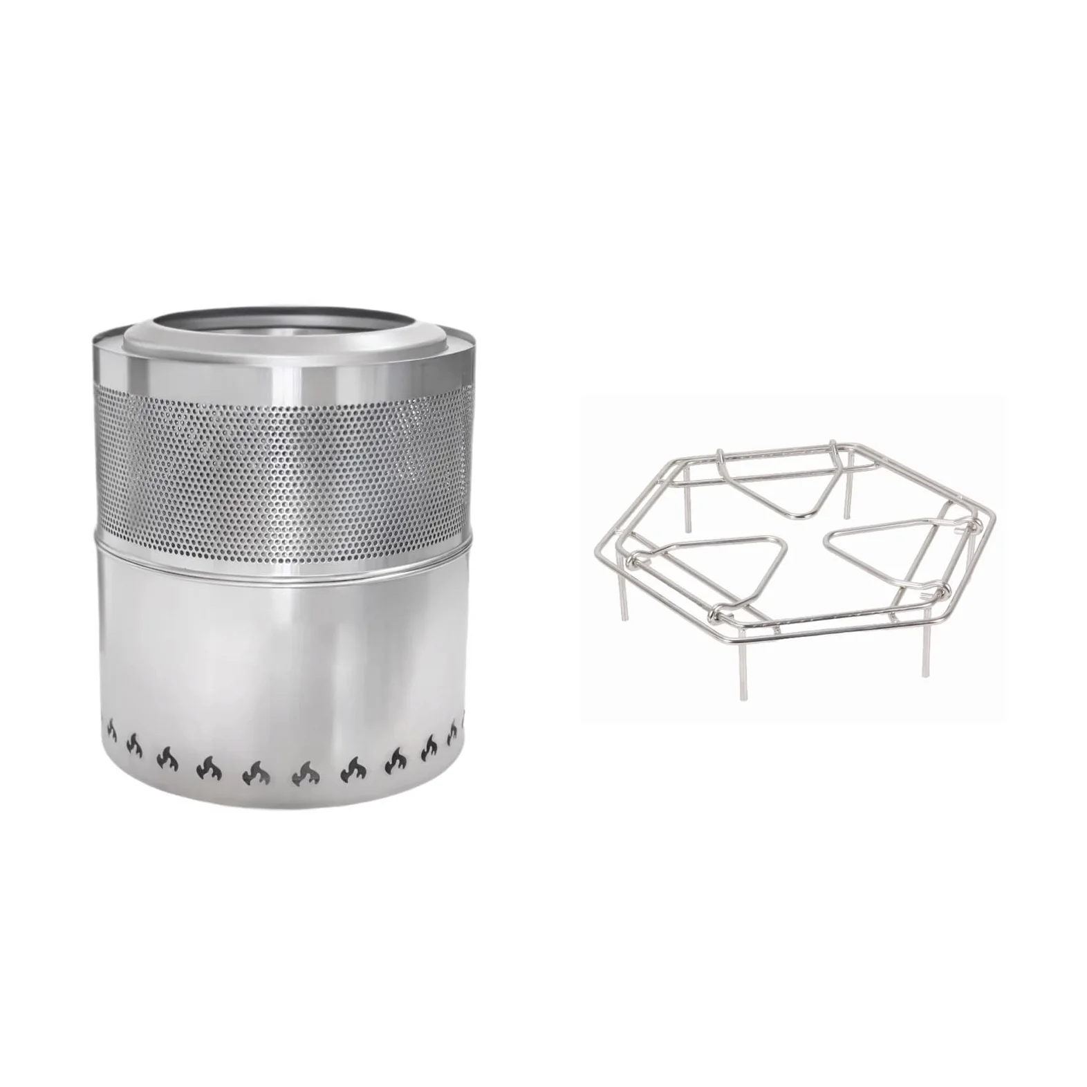 Stufa a Legna Economica con Fori di Ventilazione Realizzato in Acciaio Inox 304 Cucina a Legna da Esterno Include Griglia Portapentole Adatto per Il Campeggio e per Preparare Il Tè(B)