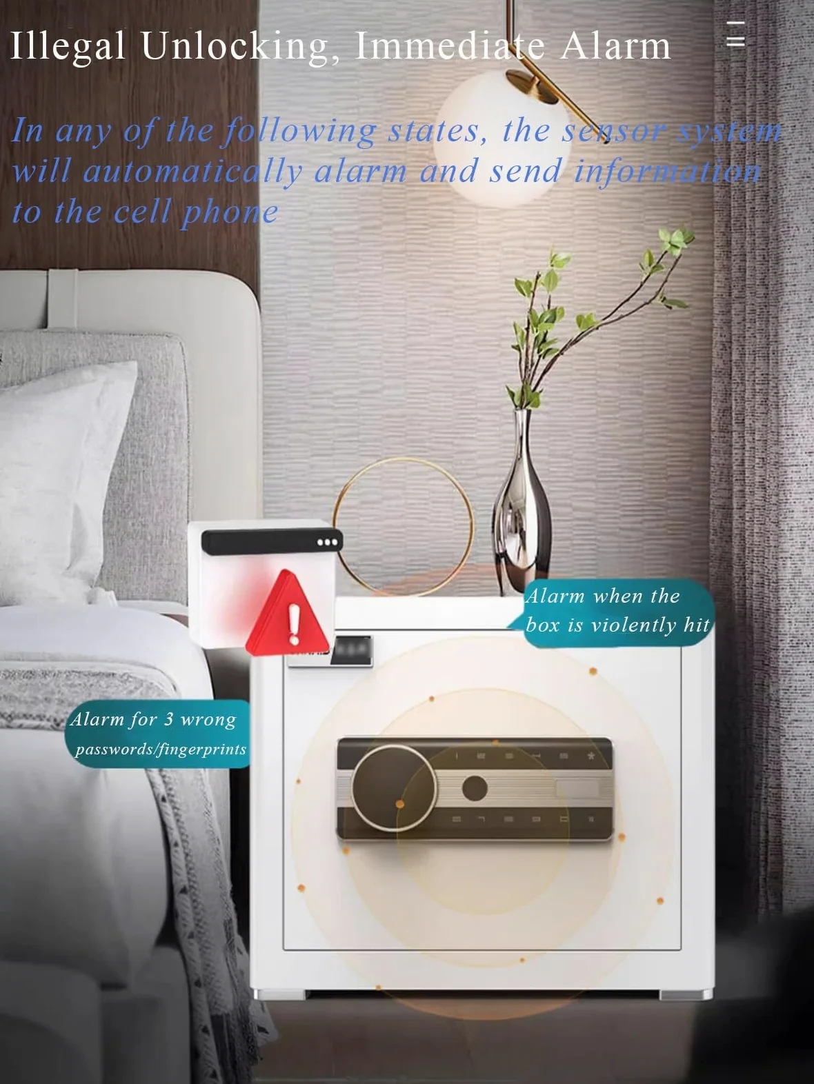 Home Smart Safe, Cassaforte Antifurto con Impronta Digitale E Password per Camera da Letto, Soggiorno 40 Cm/45 Cm(Weiß,40CM)