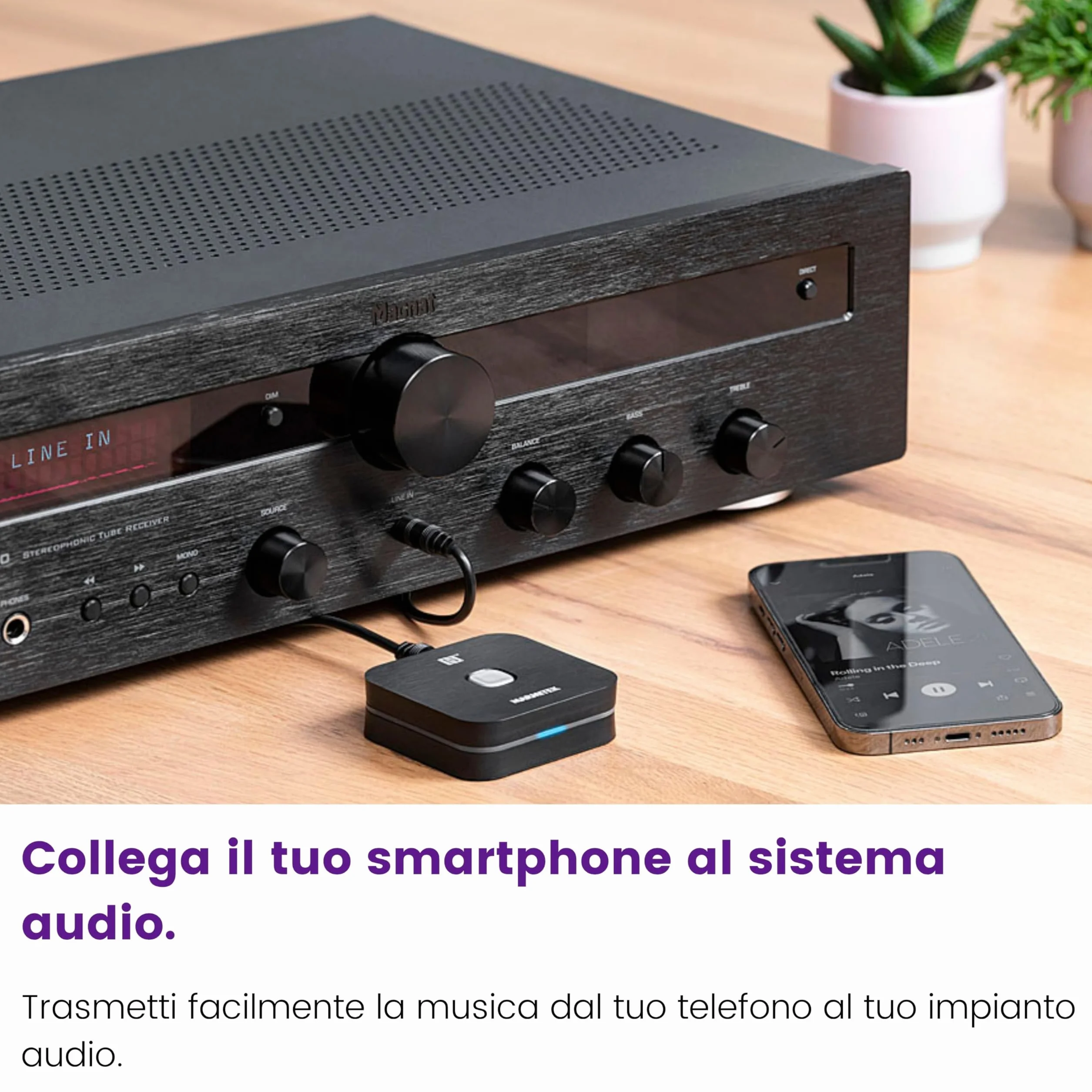 Ricevitore Bluetooth Marmitek BoomBoom 80 – Streaming audio wireless – NFC, cambio facile tra smartphone – Trasforma impianto Hi‑Fi – Adattatore Bluetooth