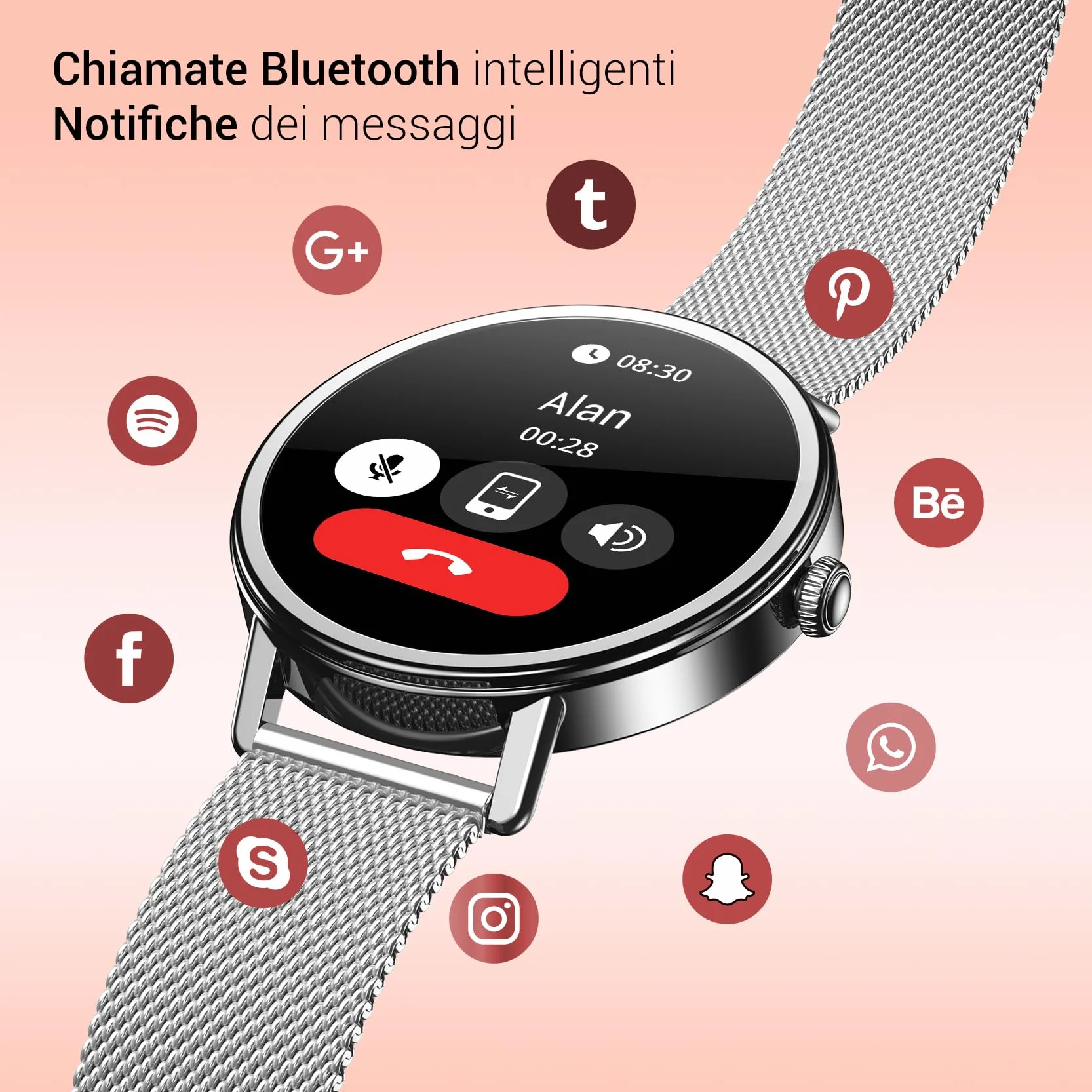 Blackview Smartwatch Donna, Effettua e Rispondi alle Chiamate, Orologio Smartwatch Fitness con 1.26' HD 112+ Sportive/SpO2/Monitoraggio del Sonno/Cardiofrequenzimetro per Android IOS