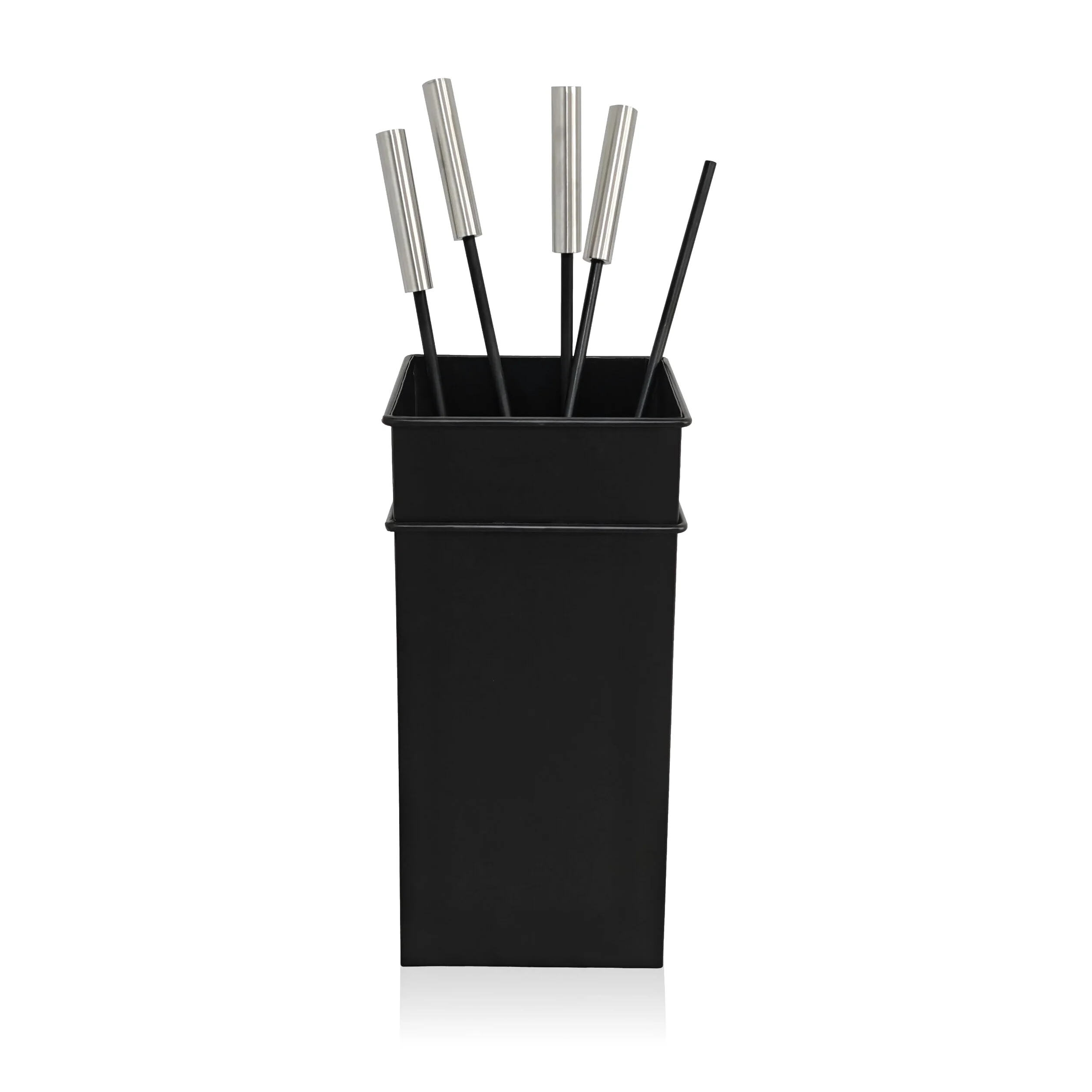 Relaxdays Set di 5 Accessori per Camino, attizzatoio, Paletta, Scopa, Pinza e stendino, Ferro, Nero