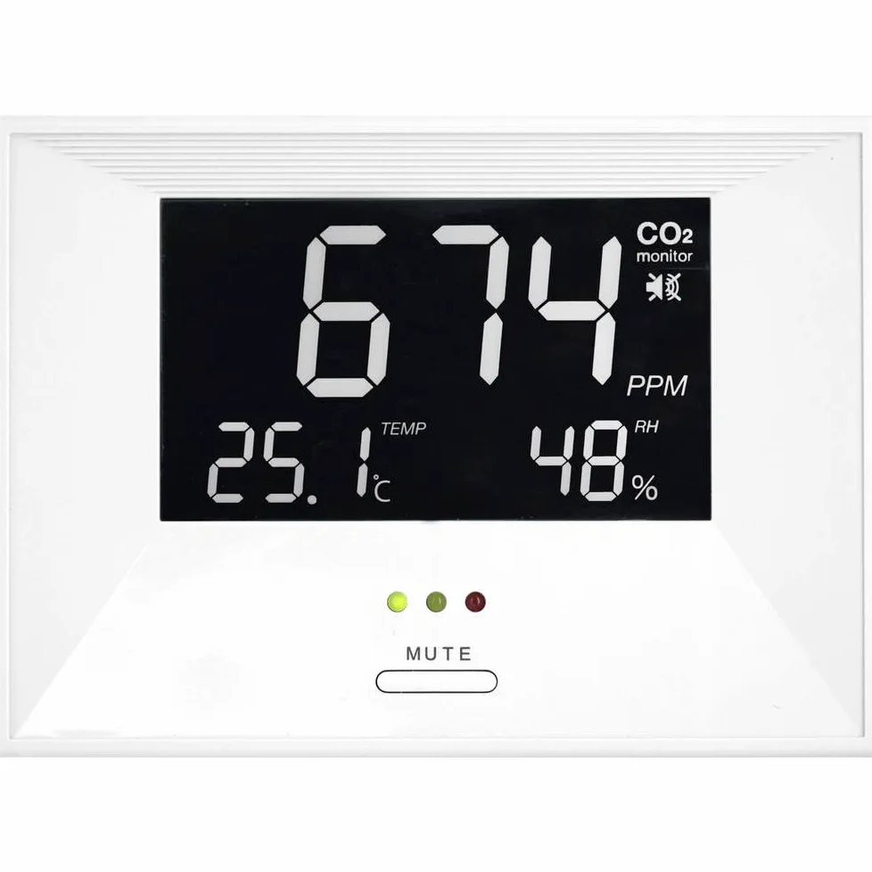 TFA Dostmann Misuratore di CO2 31.5003, monitor CO2 AIRCO2NTROL LIFE con temperatura e umidità, per monitoraggio dell'aria ambiente con funzione di allarme, sensore a doppio fascio, anidride