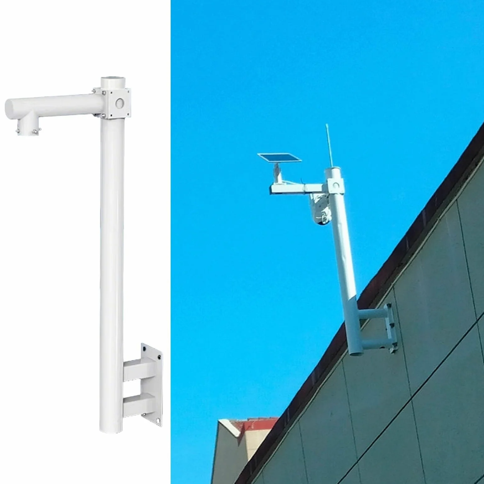 Supporto universale per telecamera esterna antiruggine Supporto a parete Telecamere di sicurezza compatibili Telecamere solari 2 m Staffa di palo regolabile